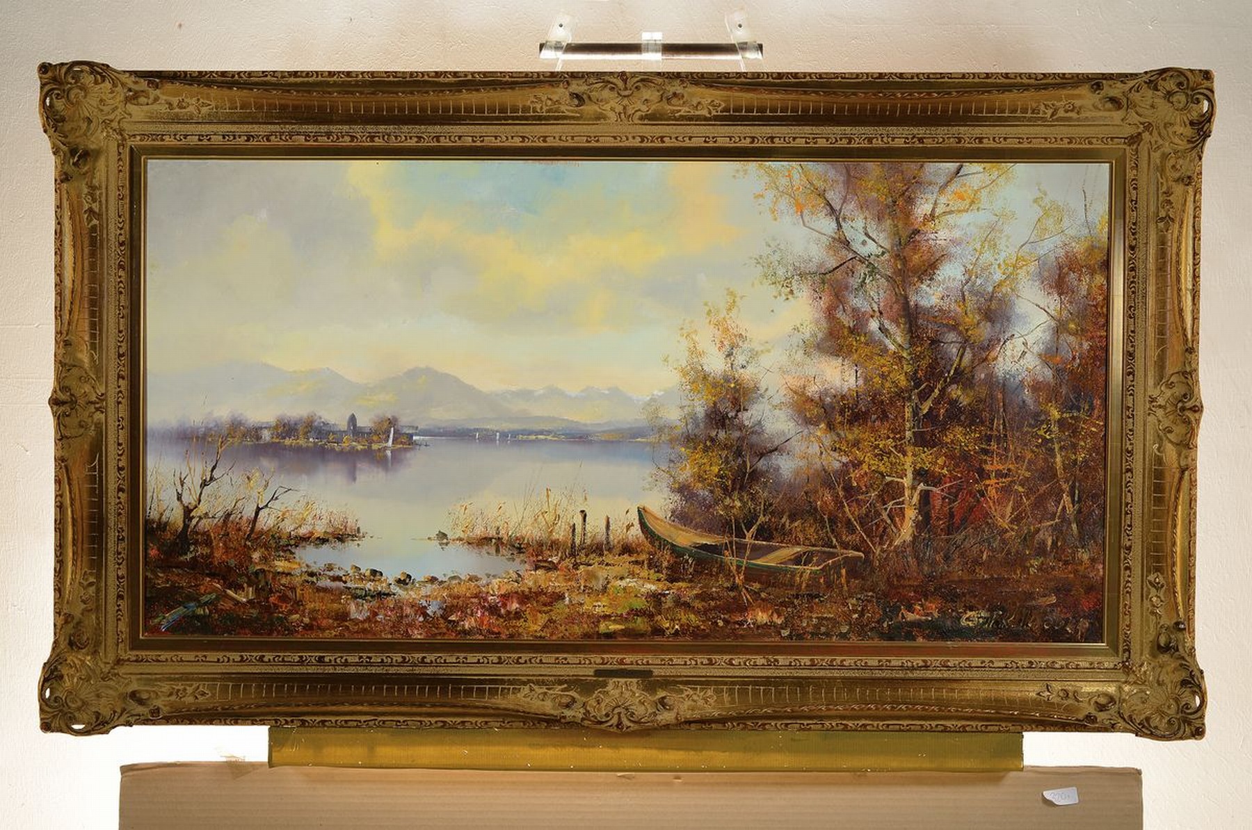 Detail k: Friedrich Karl Thauer, 1924-2009, Studium in München bei Prof. Metz und Hagenmüller, später Studium bei Kokoschka, hier: Chiemsee mit Fraueninsel, ...