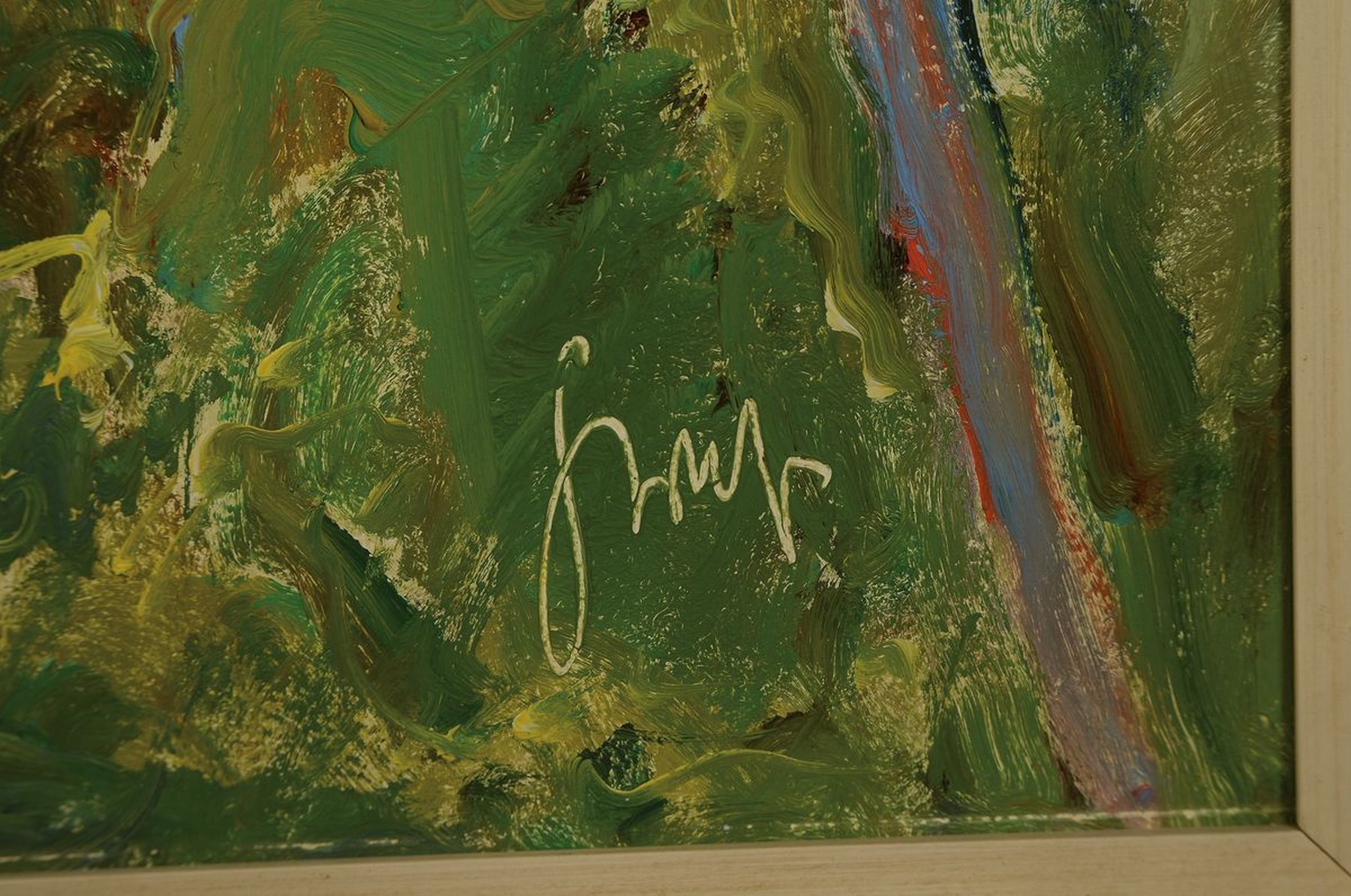 Detail a: Karl Graf, 1902-1986 Speyer, Blick auf den Aschbacher Hof nahe Kaiserslautern, Öl/ Hartfaser, rechts unten signiert, ca. 68x85cm