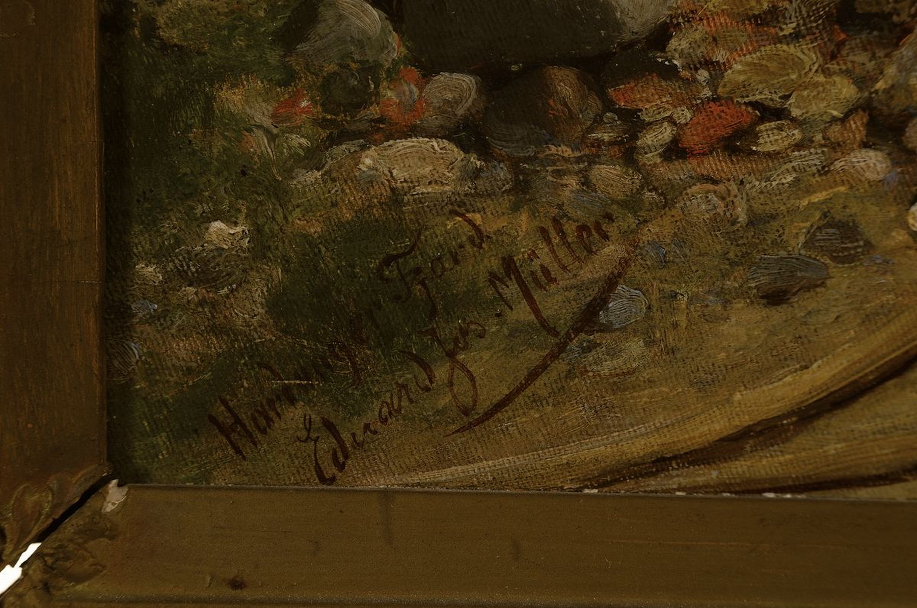 Detail a: Eduard Josef Müller, 1851 Ellenhausen-1922, Studium an der Akademie Düsseldorf, hier: der Harlanger Fjord, Landschaftsgemälde mit großer ...