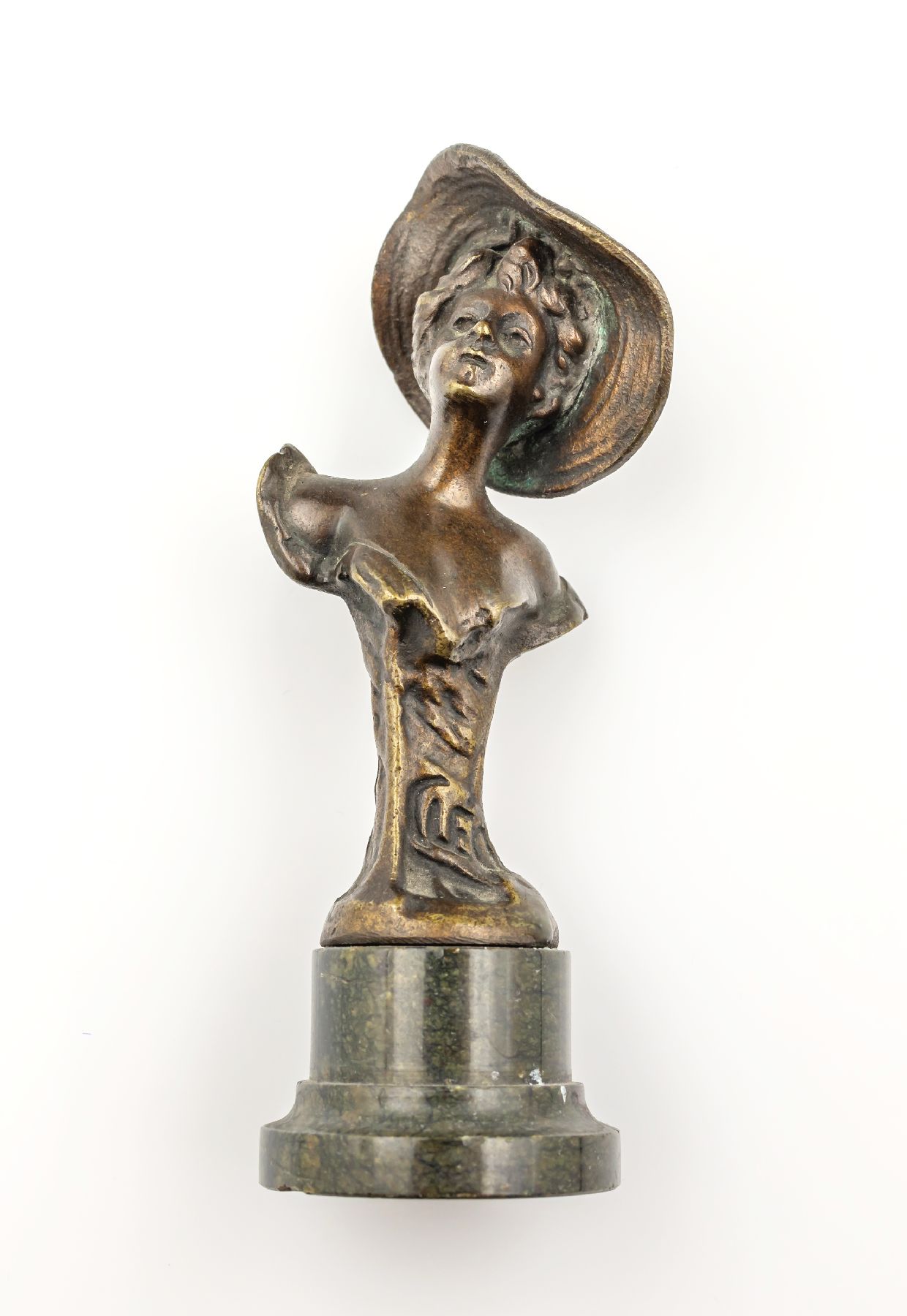 Kleine Skulptur "Frühling", Frankreich um 1900, Bronze, fein skulptiert, auf Halbedelsteinsockel, H ca. 9.5 cm