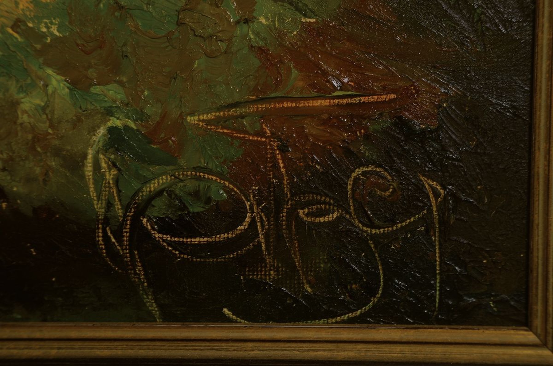 Detail a: Karl Philipp Spitzer, 1887-1954 Speyer, Bäume am Rhein, Öl/Hartfaser, rechts unten signiert, ca. 87x80cm, R. ca. 102x96cm