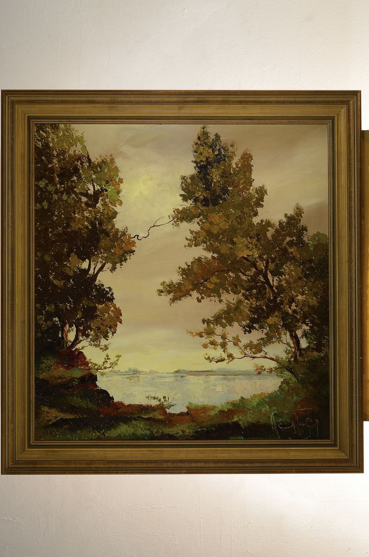 Detail k: Karl Philipp Spitzer, 1887-1954 Speyer, Bäume am Rhein, Öl/Hartfaser, rechts unten signiert, ca. 87x80cm, R. ca. 102x96cm