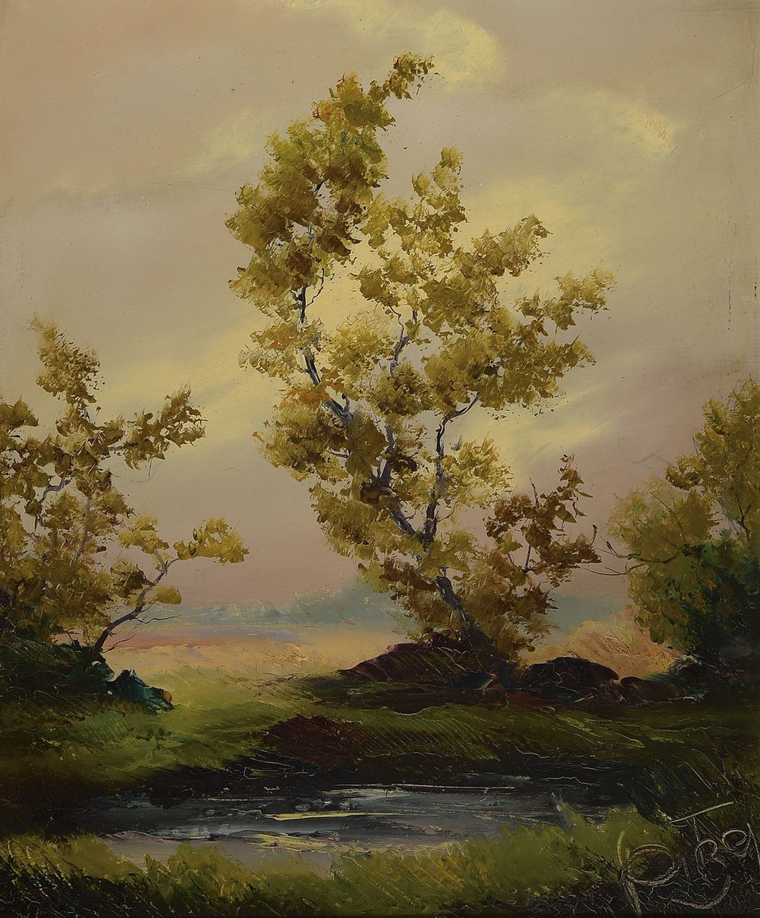 Karl Philipp Spitzer, 1887-1954 Speyer, Bäume am Wasser, Öl/Hartfaser, rechts unten 64x53cm, R. ca. 76x65cmR. ca. 102x96cm