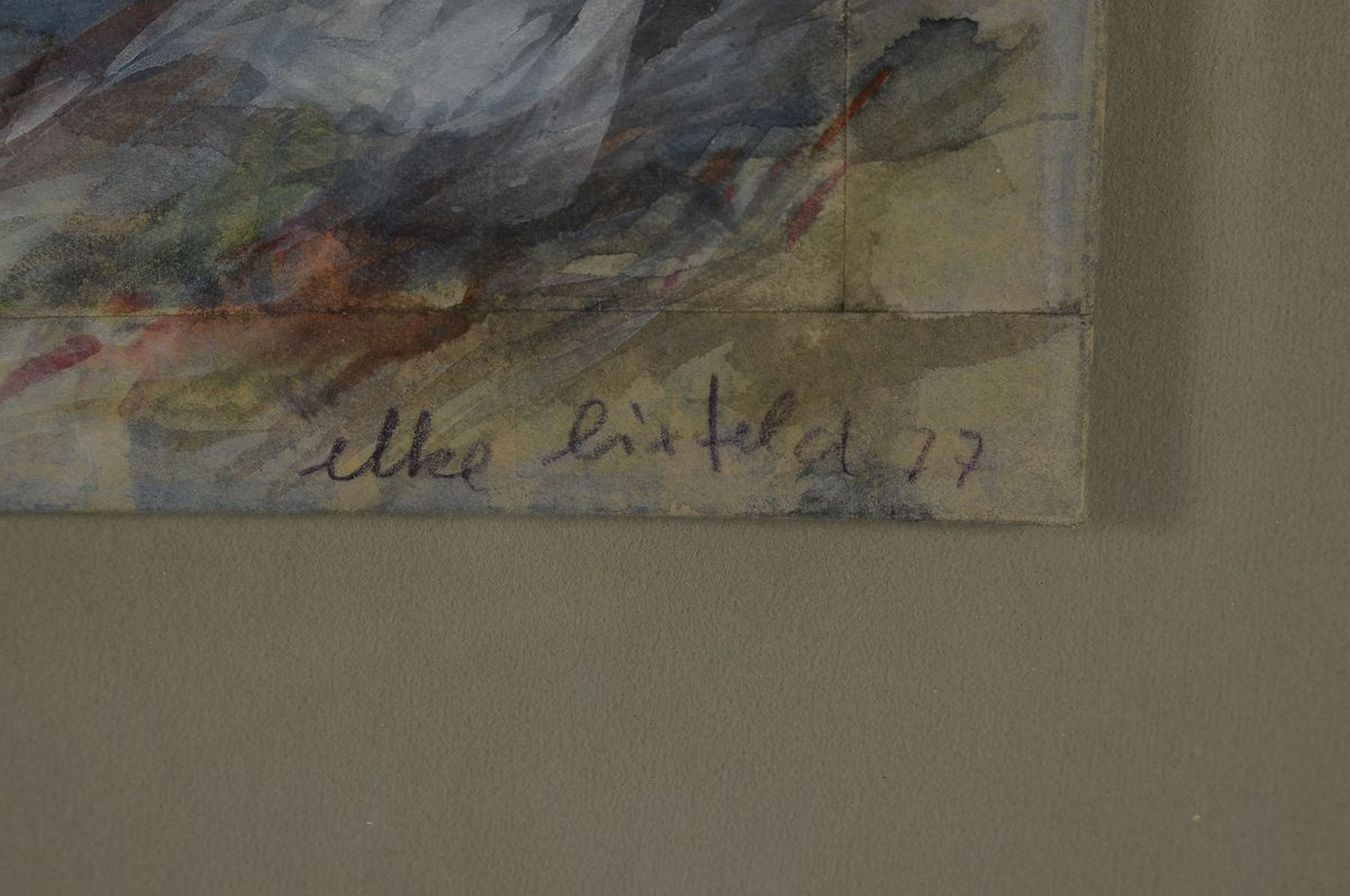 Detail c: Elke Lixfeld, geb. 1942 Königsberg, lebt und arbeitet in Berlin, hier 3 abstrakte Arbeiten in Gouache auf Karton, alle signiert, zwei datiert 1977, ...