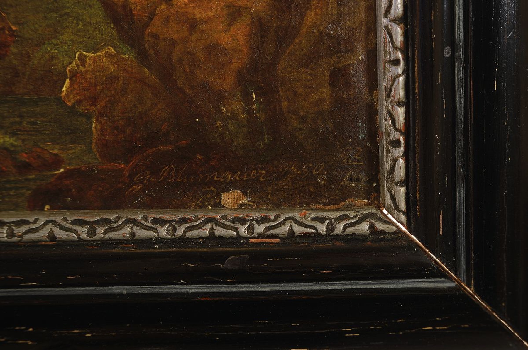 Detail a: Carl Blumauer, 1826 Vöcklabruck - 1903 Linz, gelernter Gold- u. Silberschmied, Ausbildung zum Landschaftsmaler u. Zeichner, idyllische ...