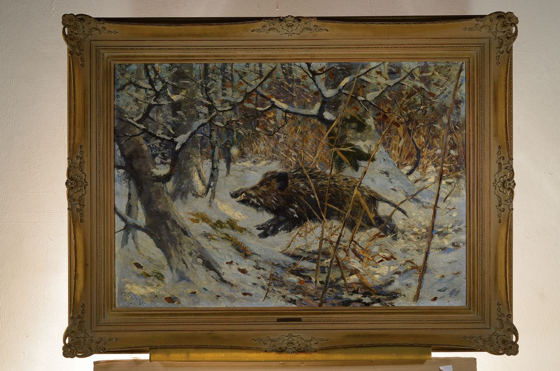 Detail k: Carl Friedrich Deiker, 1836 Wetzlar-1892 Düsseldorf, bekannter Düsseldorfer Tiermaler, Schüler von Johann Wilhelm Schirmer in Karlsruhe, hier: ...