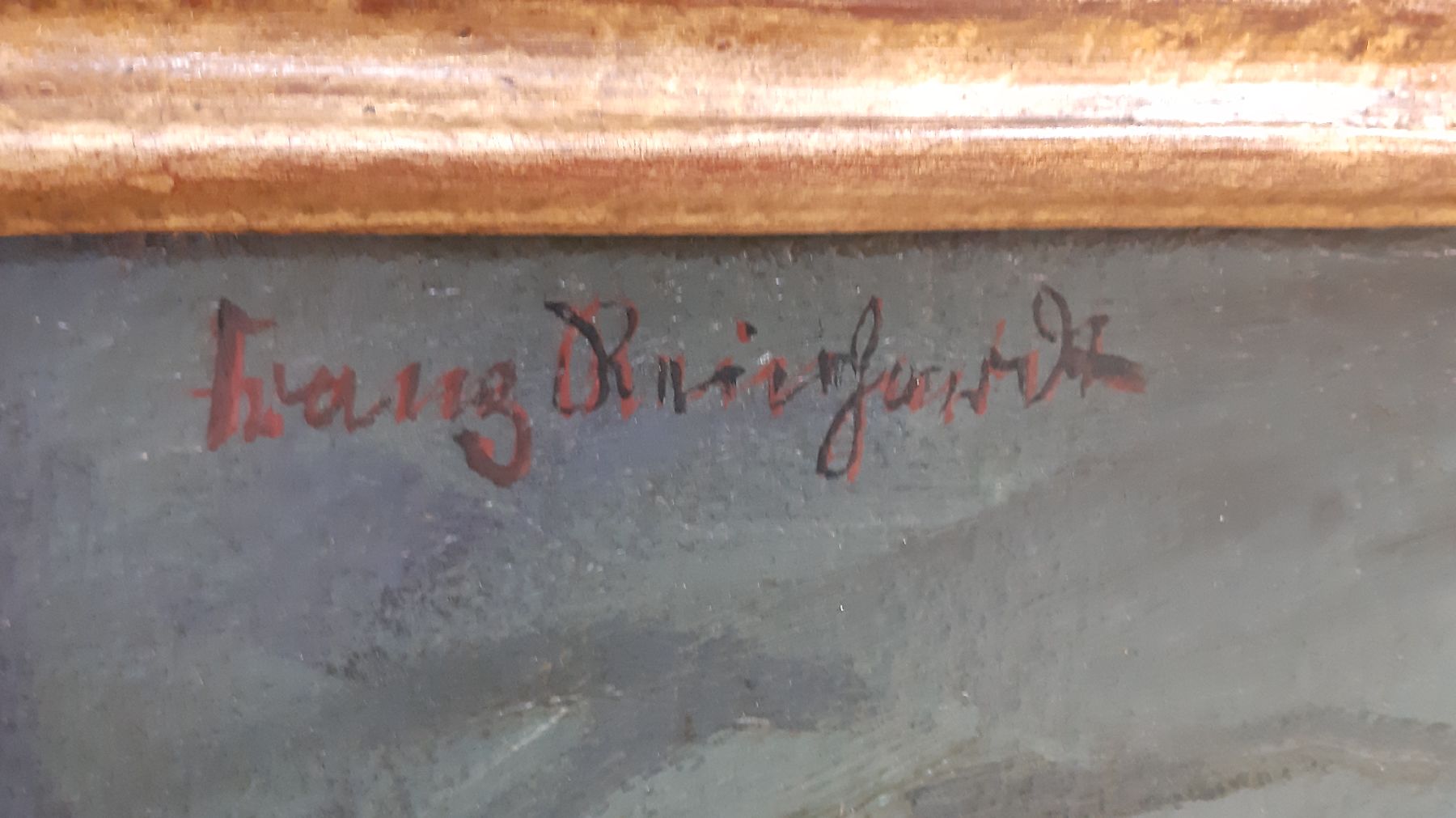 Detail e: Franz Reinhardt, 1881 Helmstedt-1946 Lenzdried, Studium an der Akademie München bei Wilhelm von Diez und Franz von Stuck, war als Bildnis- und ...