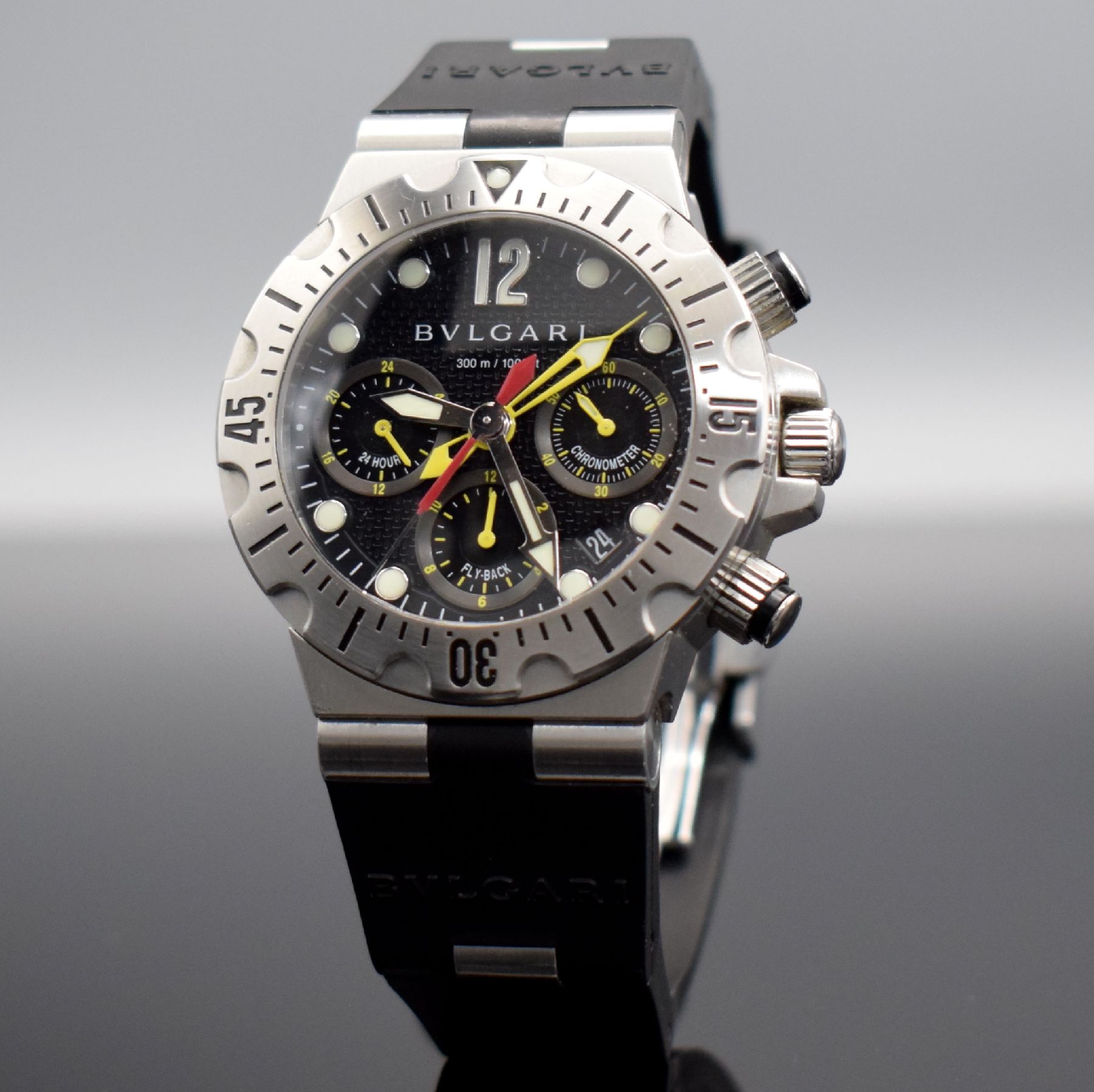 Detail b: BULGARI Diagono Professional Flyback- Chronograph in Chronometerqualität Referenz SC 40S, Automatik, Edelstahlgeh., Boden & Krone verschr., orig. ...