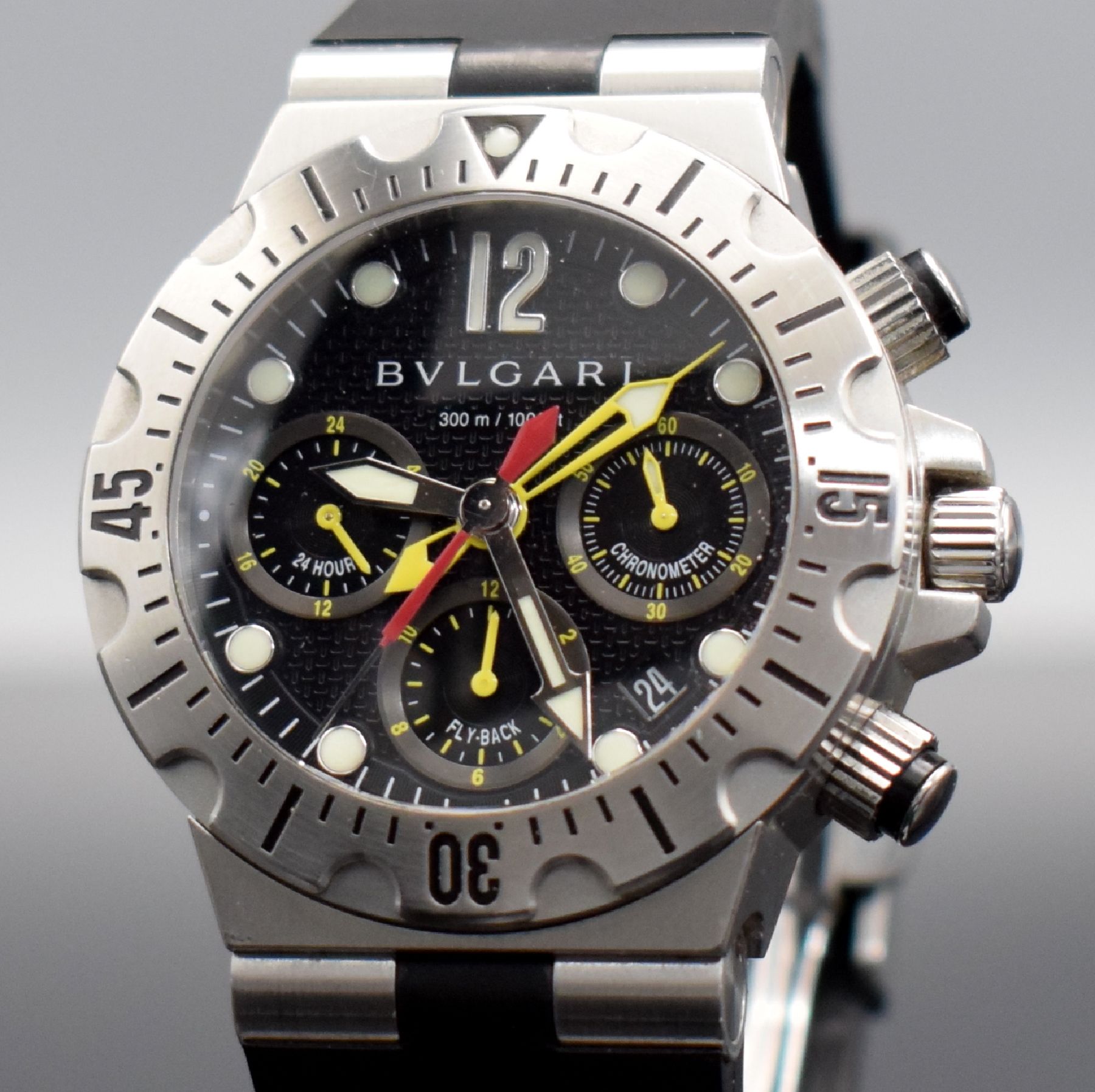 Detail c: BULGARI Diagono Professional Flyback- Chronograph in Chronometerqualität Referenz SC 40S, Automatik, Edelstahlgeh., Boden & Krone verschr., orig. ...