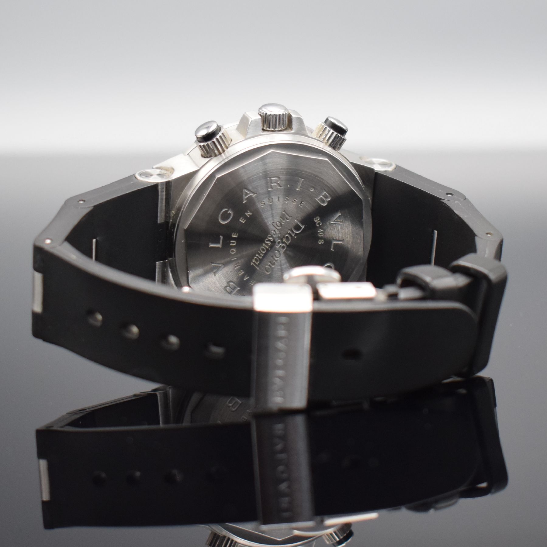 Detail d: BULGARI Diagono Professional Flyback- Chronograph in Chronometerqualität Referenz SC 40S, Automatik, Edelstahlgeh., Boden & Krone verschr., orig. ...