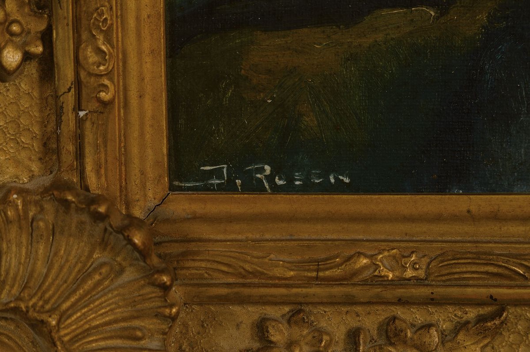 Detail a: David Rosen, Bruxelles, "Impression St. Anna 1928", Öl/Platte, li. u. signiert und rückseitig bezeichnet, R., ca. 31 x 36 cm, Prunkrahmen ...