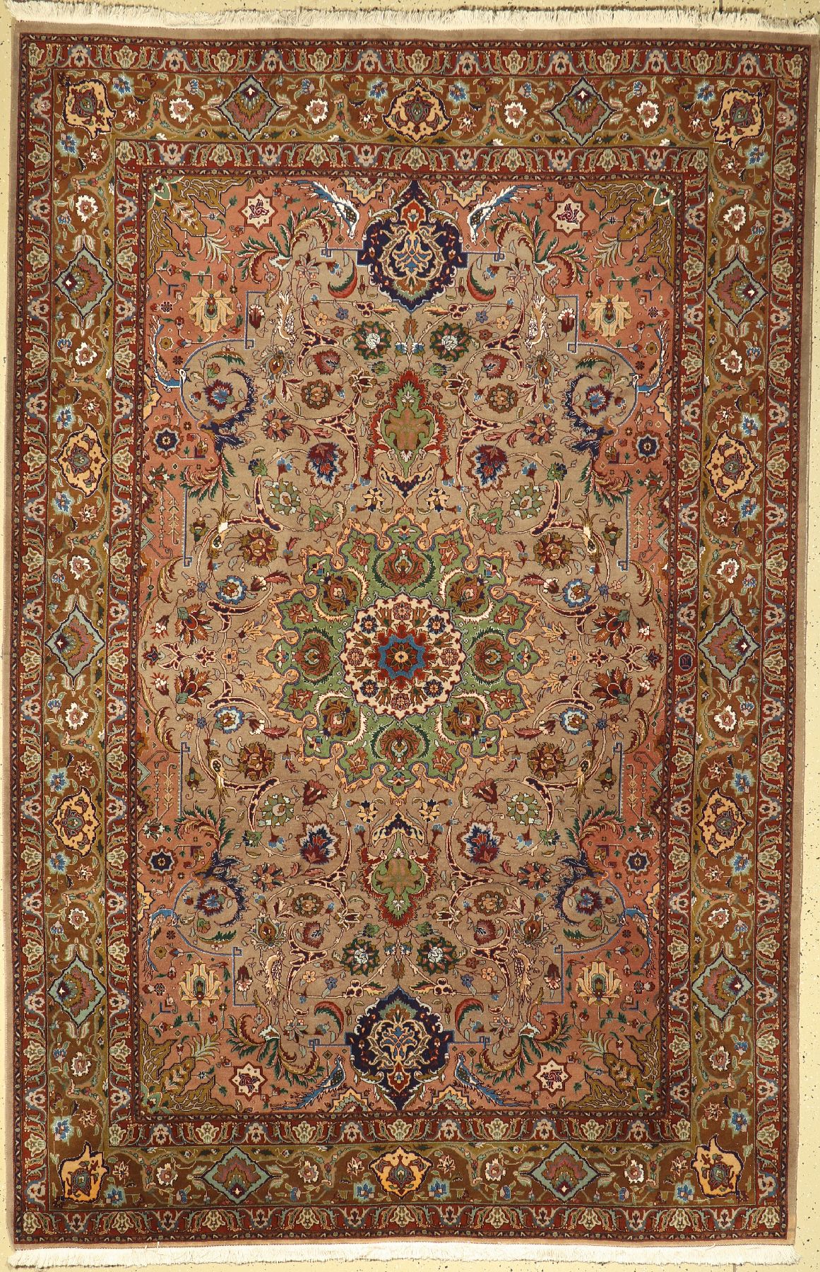 Täbriz fein(50 Raj), Persien, ca. 50 Jahre,Korkwolle mit Seide, ca. 300 x 200 cm, EHZ: 2