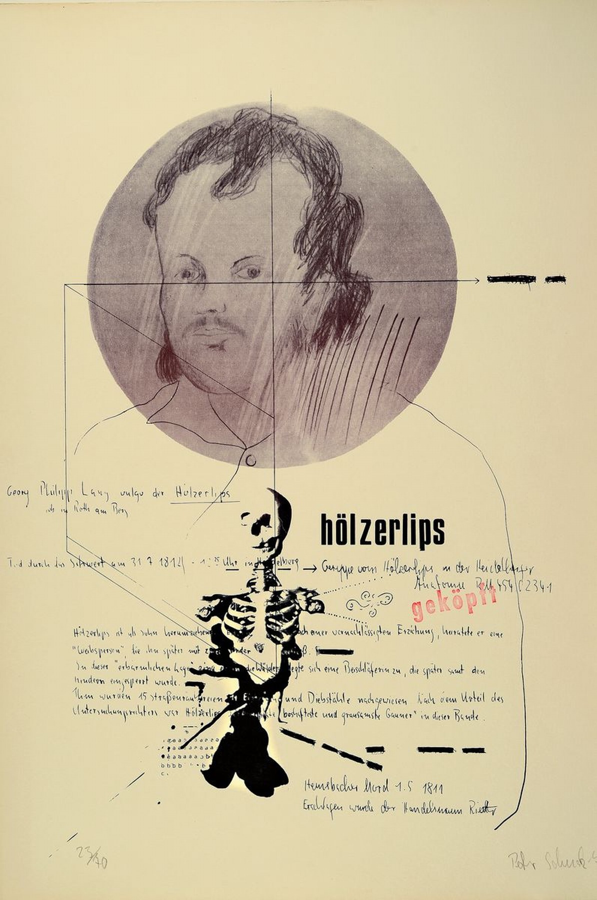 Peter Schnatz, 1940 Ebringen - 2004, fünf Graphiken, Hölzerlips, 23/70, handsigniert und dat. 74, 70 x 50 cm, leicht angeschmutzt und leichte ...