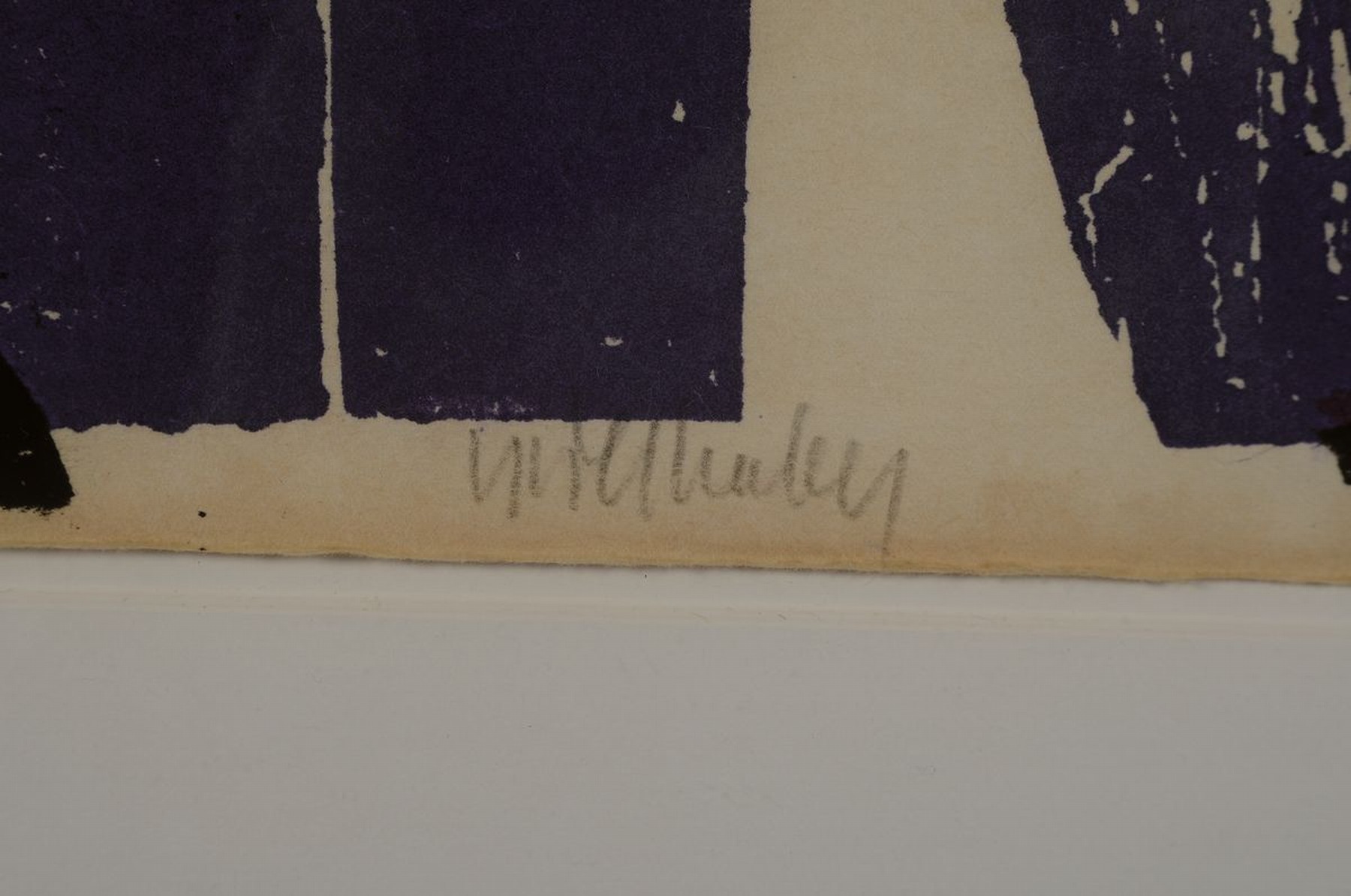 Detail a: HAP Grieshaber, 1909-1981, Holzschnitt, handsigniert, gebräunt bzw. l. Alters- und Gebr.spuren, ca. 67 x 52 cm, unter Glas, Rahmen