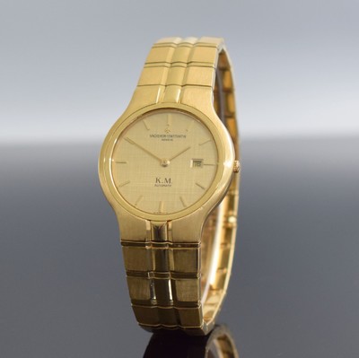 Image VACHERON & CONSTANTIN Phidias 18k yellow gold ladies wristwatch reference 48010/1 PB, self winding, bracelet with butterfly buckle, gilded dial with applied hour-indices, gilded hands, date, calibre 1130/1, diameter approx. 33 mm, length approx. 19 cm, condition 2-3