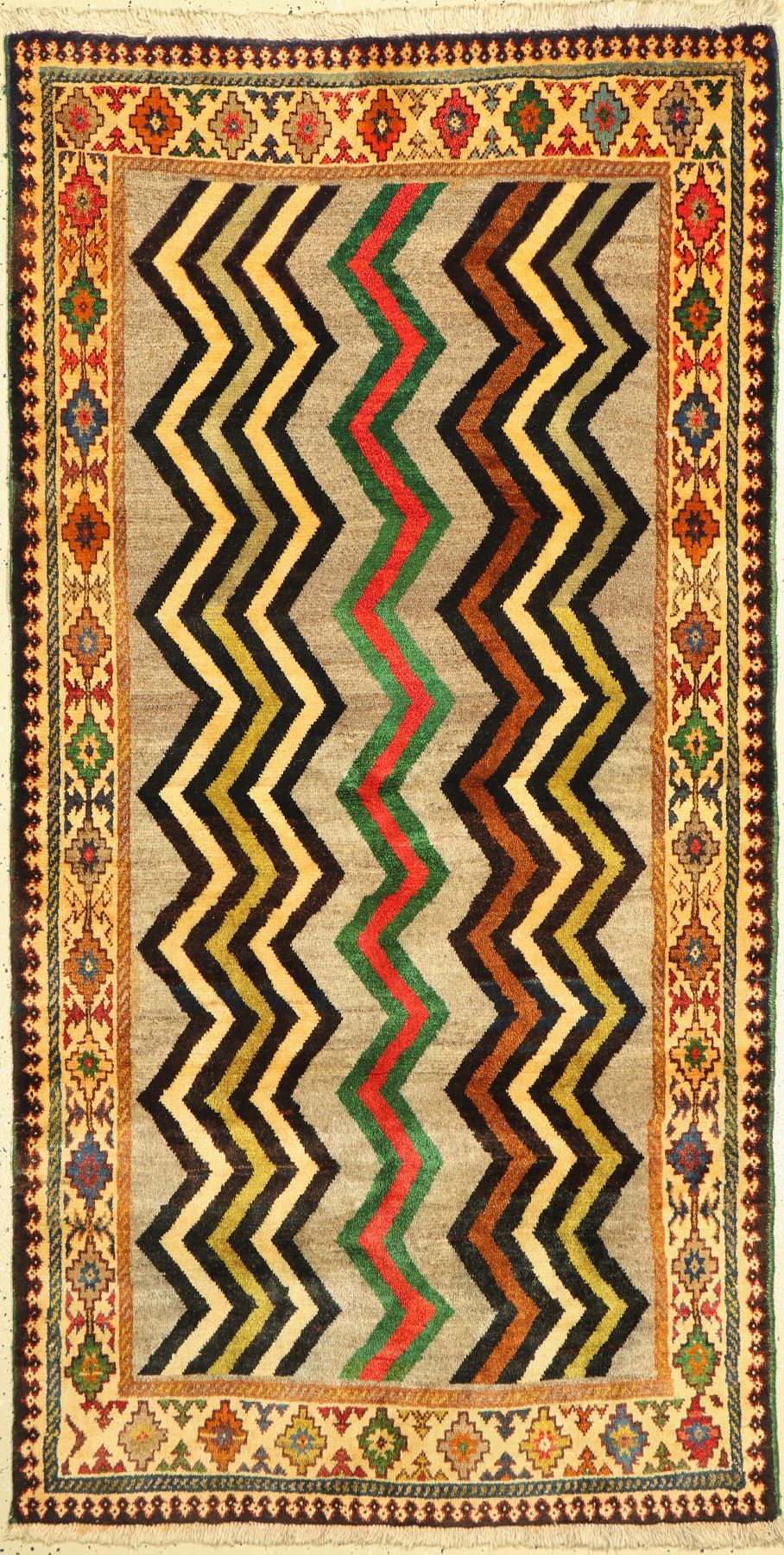 Gabbeh alt, Persien, ca. 60 Jahre, Wolle auf Wolle, ca. 194 x 100 cm, EHZ: 2