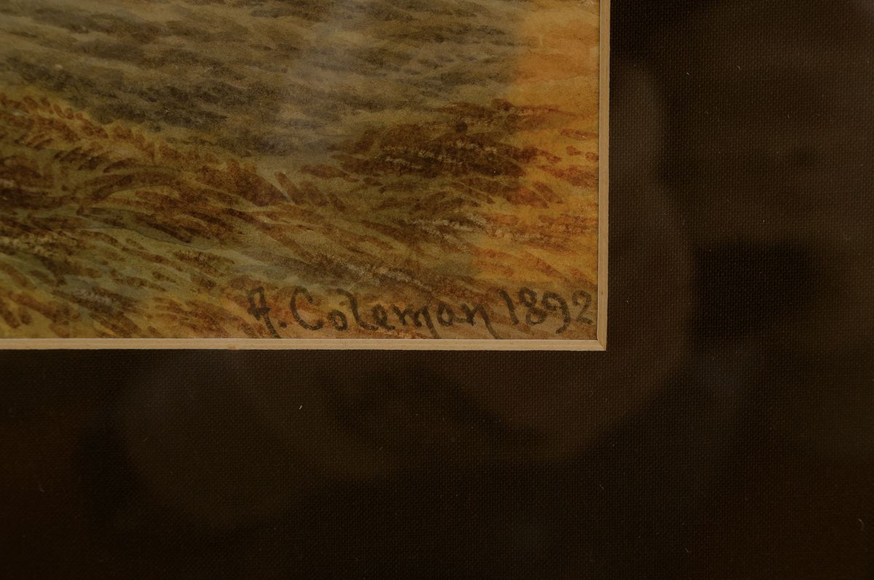Detail c: A. Coleman, britischer Künstler des 19.Jh., zwei Aquarelle: Ansichten von typischen Cottages in hügeliger Landschaft, je rechts unten signiert u. ...