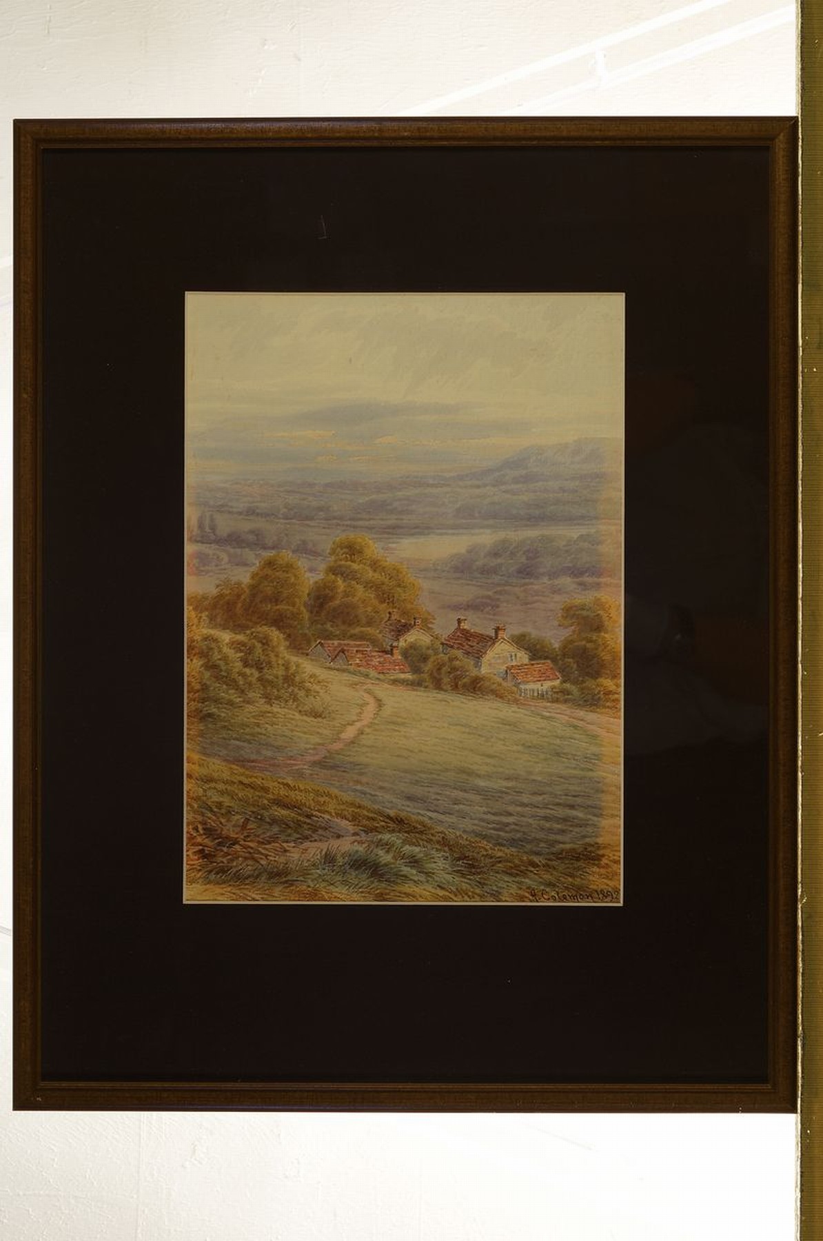 Detail k: A. Coleman, britischer Künstler des 19.Jh., zwei Aquarelle: Ansichten von typischen Cottages in hügeliger Landschaft, je rechts unten signiert u. ...