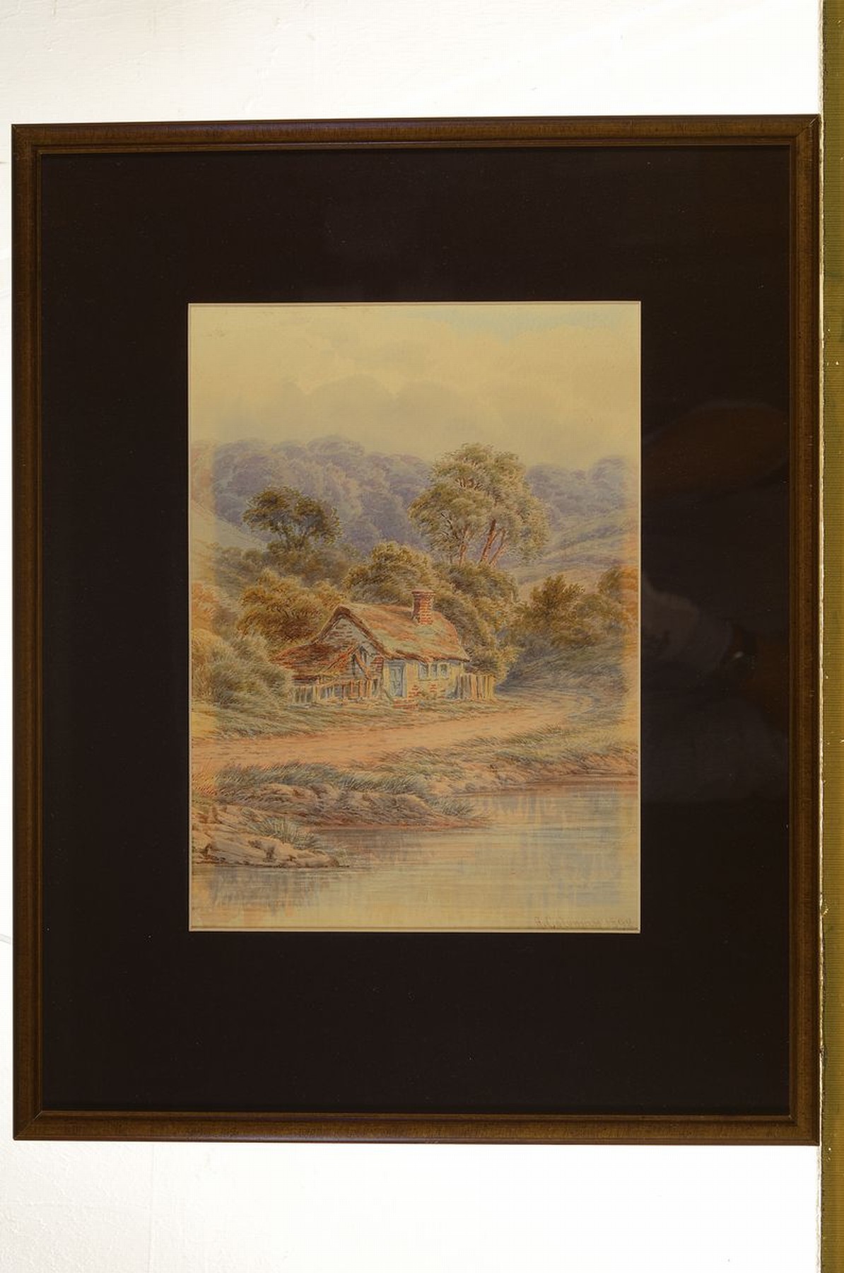 Detail l: A. Coleman, britischer Künstler des 19.Jh., zwei Aquarelle: Ansichten von typischen Cottages in hügeliger Landschaft, je rechts unten signiert u. ...
