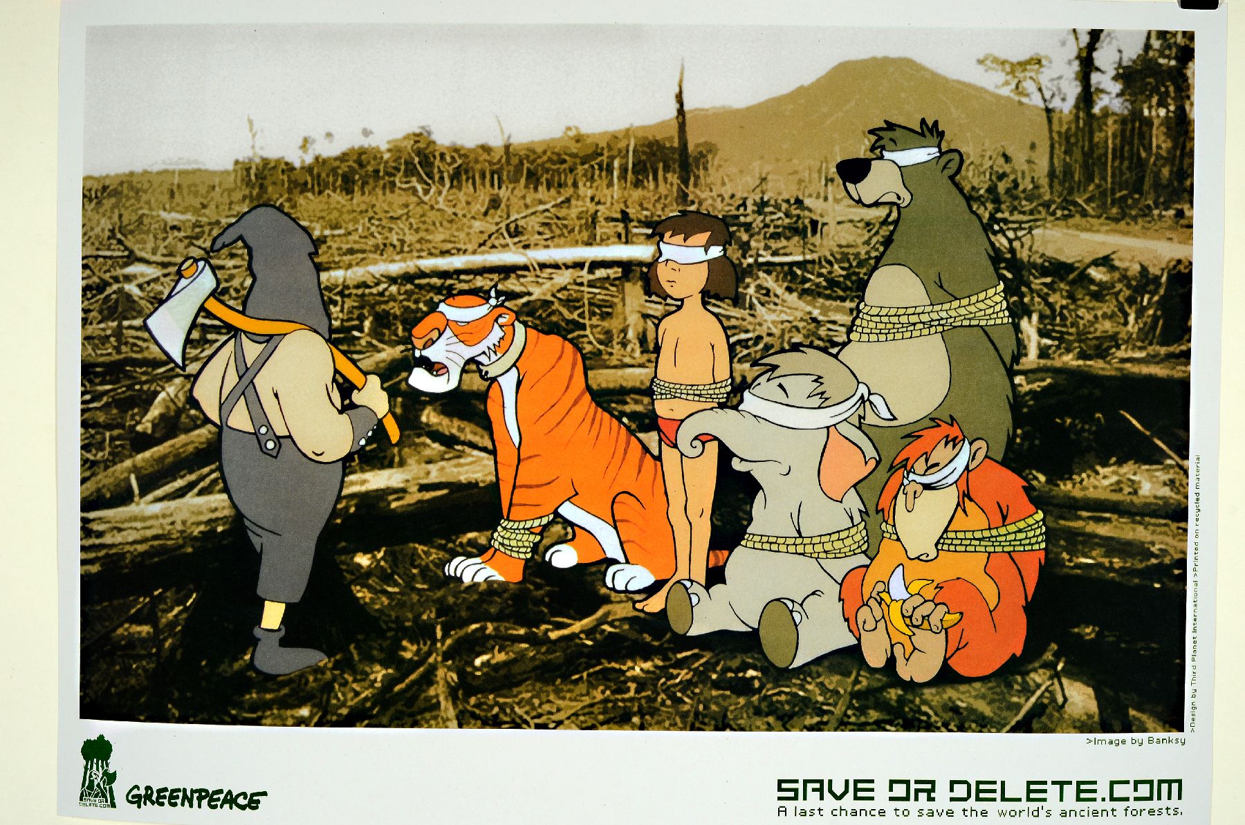 Banksy, zeitgenössischer britischer Street Art-Künstler, "Save or delete" (2002) grafischeArbeit für Greenpeace: 1 Plakat, Offsetdruck , ...