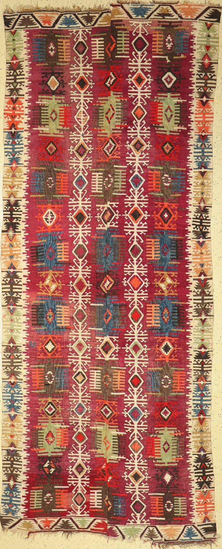 Antiker Anatol Kelim, Türkei, um 1900, Wolle auf Wolle, ca. 400 x 160 cm, EHZ: 3