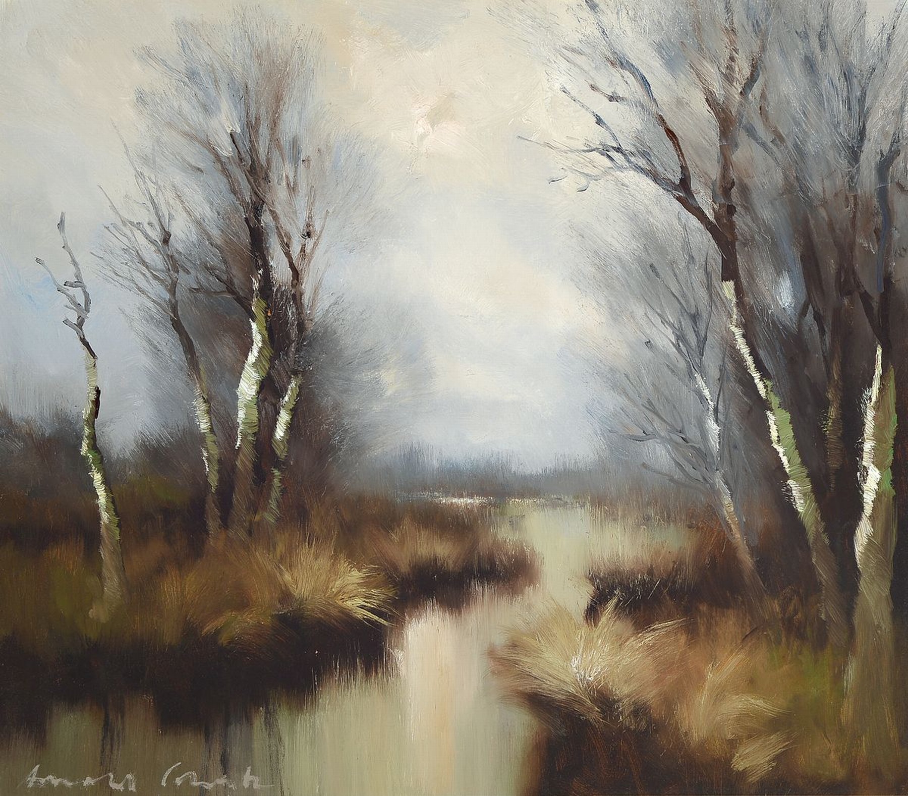 Arnold Schatz, 1929 Stepenitz-1999 Bielefeld, Moorlandschaft, Öl/Lwd, links unten signiert, ca. 70x80cm, R. ca. 87x98cm