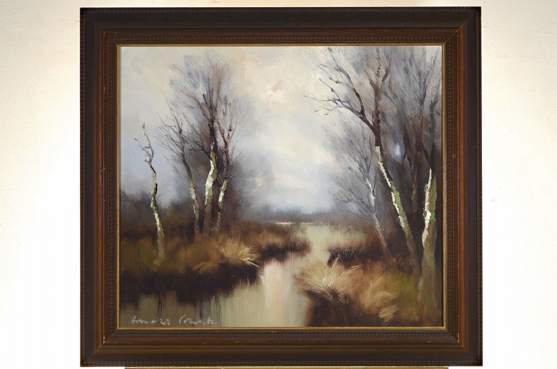 Detail k: Arnold Schatz, 1929 Stepenitz-1999 Bielefeld, Moorlandschaft, Öl/Lwd, links unten signiert, ca. 70x80cm, R. ca. 87x98cm