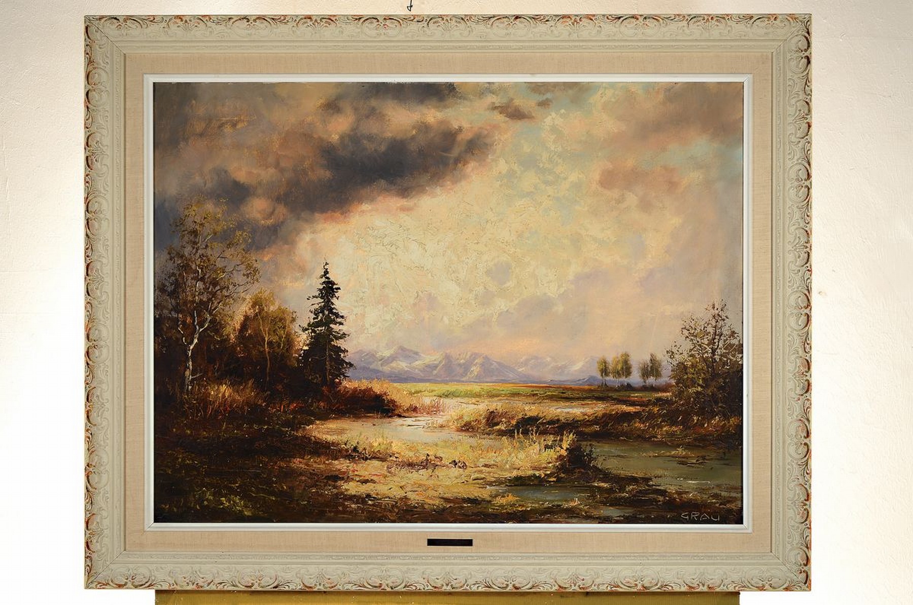 Detail k: Friedrich Wilhelm Grau, geb. 1908, ausgebildet in Nürnberg, hier: Landschaft am Starnberger See, Öl/Lwd, rechts unten signiert, ca. 60x80cm, R. ca. ...