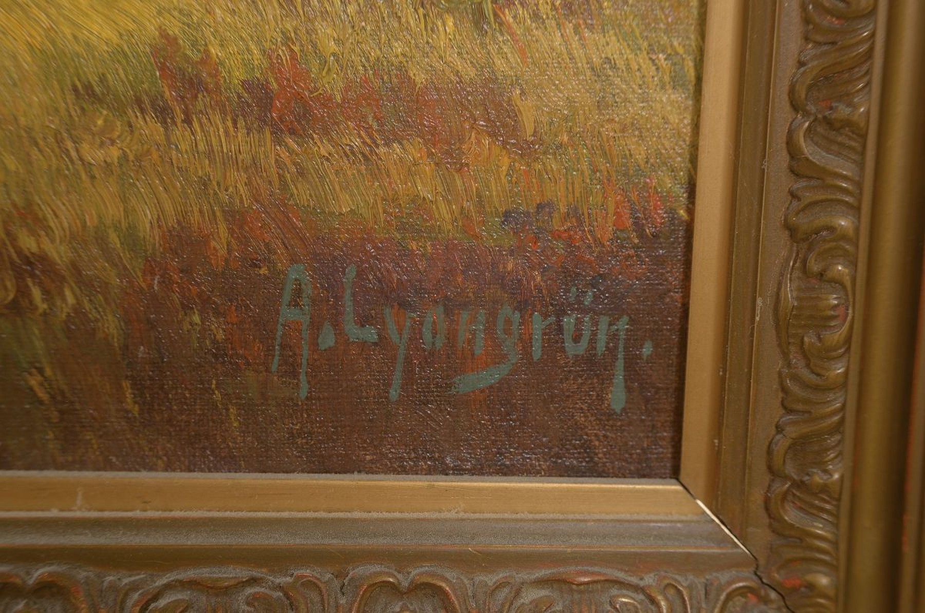 Detail a: Arnold Lyongrün, 1871 Domnau-1935 Hamburg, Weite Landschaft im Schwarzwald mit Blick auf den Feldberg, Öl/Lwd, rechts unten sign., ca. 73x108cm, R. ...