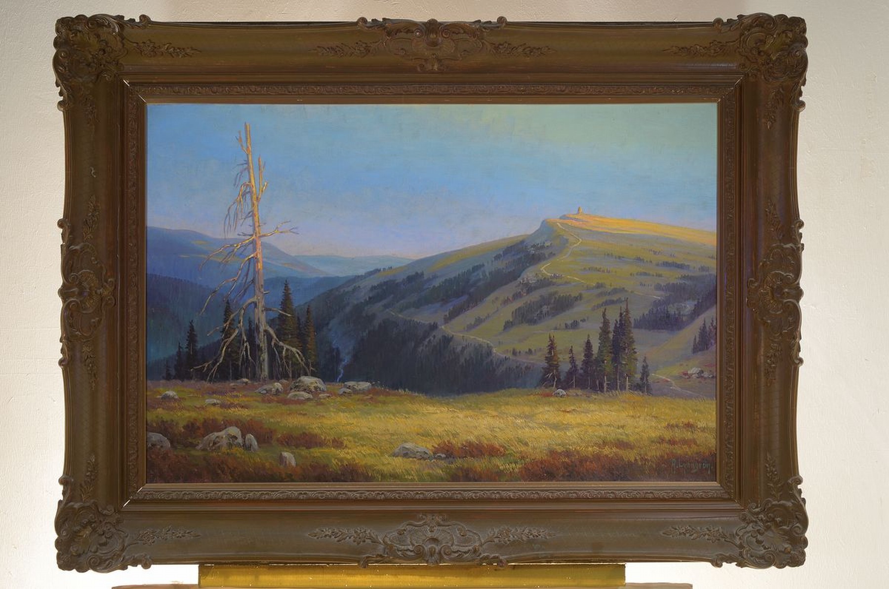 Detail k: Arnold Lyongrün, 1871 Domnau-1935 Hamburg, Weite Landschaft im Schwarzwald mit Blick auf den Feldberg, Öl/Lwd, rechts unten sign., ca. 73x108cm, R. ...