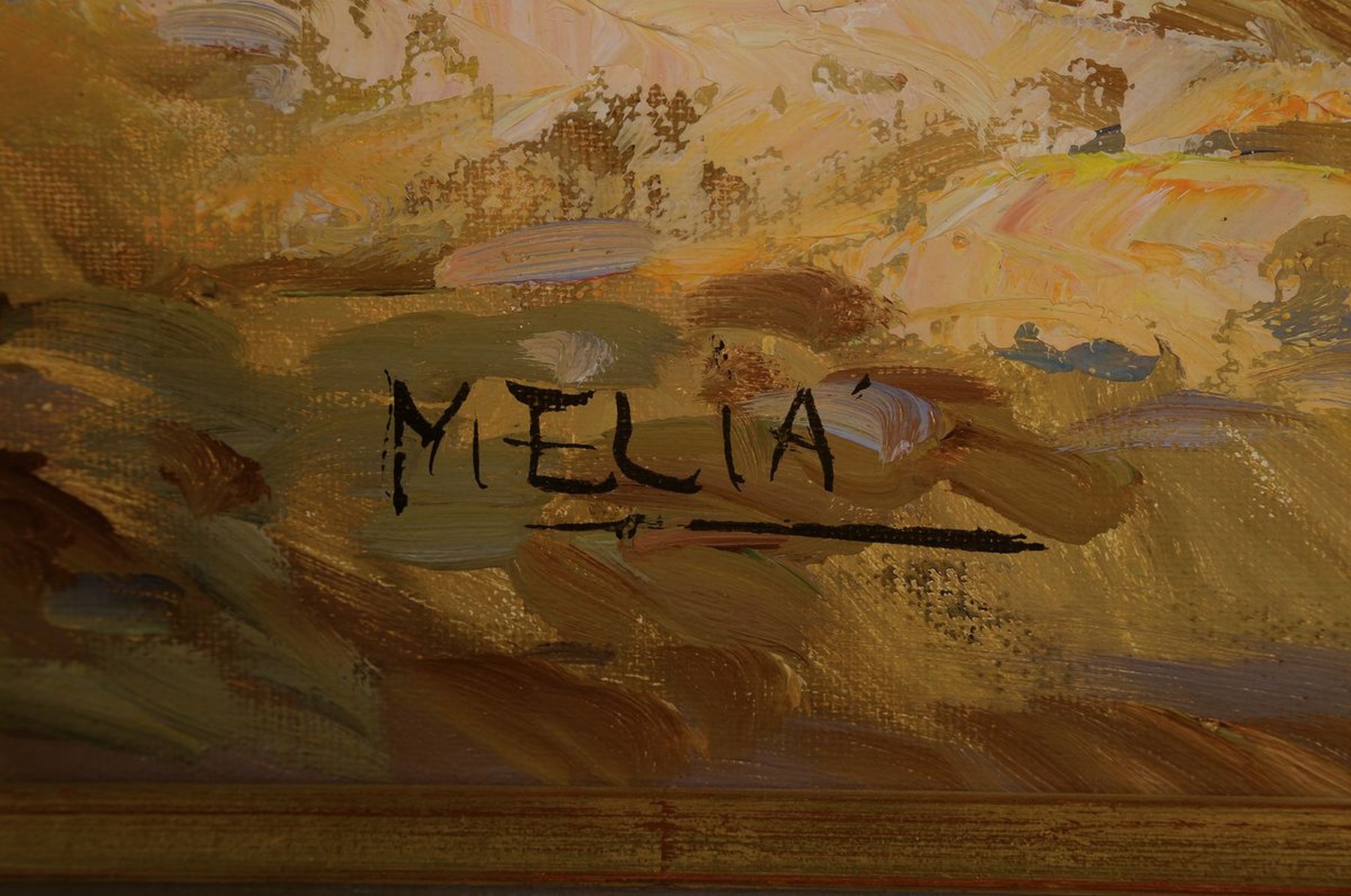 Detail a: Melia, zeitgenössischer spanischer Maler, Stadtansicht, Öl/Lwd, rechts unten signiert, kleinere Farbabblätterungen, ca. 60x50cm, R. ca. 70x60cm