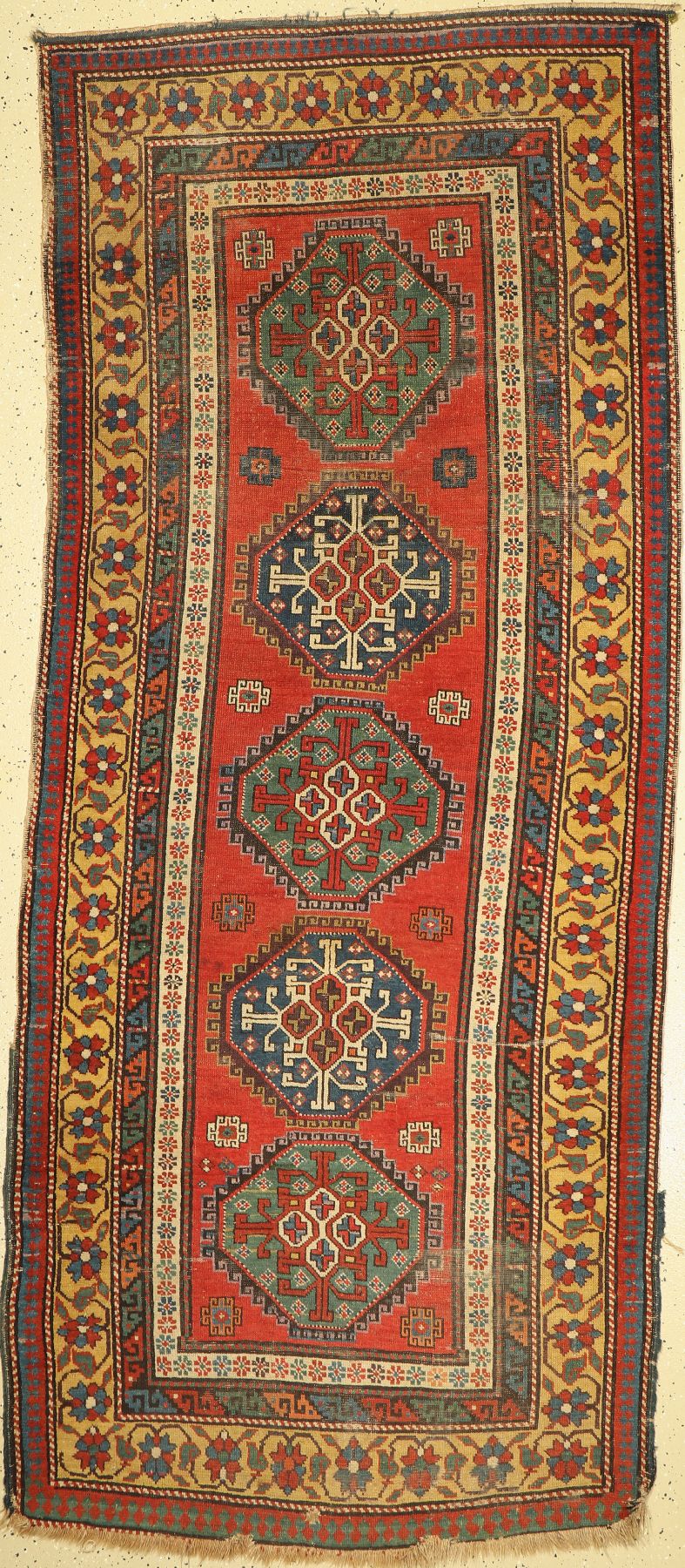 Kazak, Kaukasus, um 1900, Wolle auf Wolle, ca. 275 x 120 cm, EHZ: 4-5