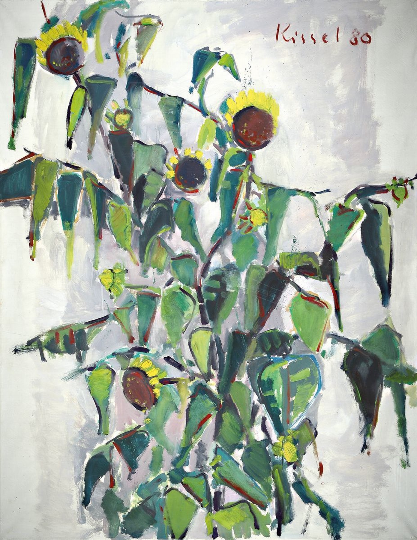Gernot Kissel, 1939-2008, "Sonnenblumen", Öl/Lwd, oben rechts sign., dat. 80, ca. 142x112 cm