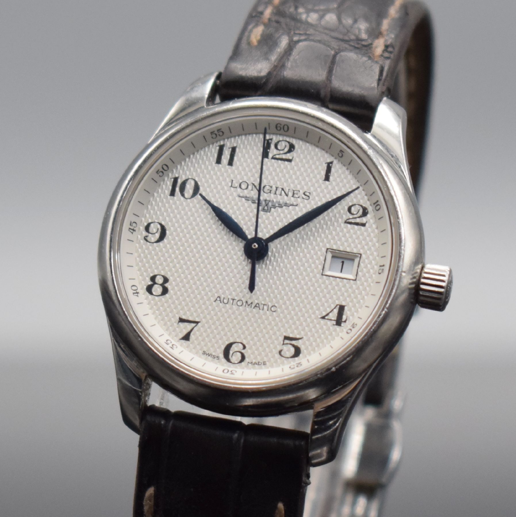 Detail c: LONGINES Damenarmbanduhr aus der Master Collection Referenz L22574783, Automatik, Edelstahlgeh. inkl. Lederband (zu ern.) m. orig. dopp. Faltschl., ...