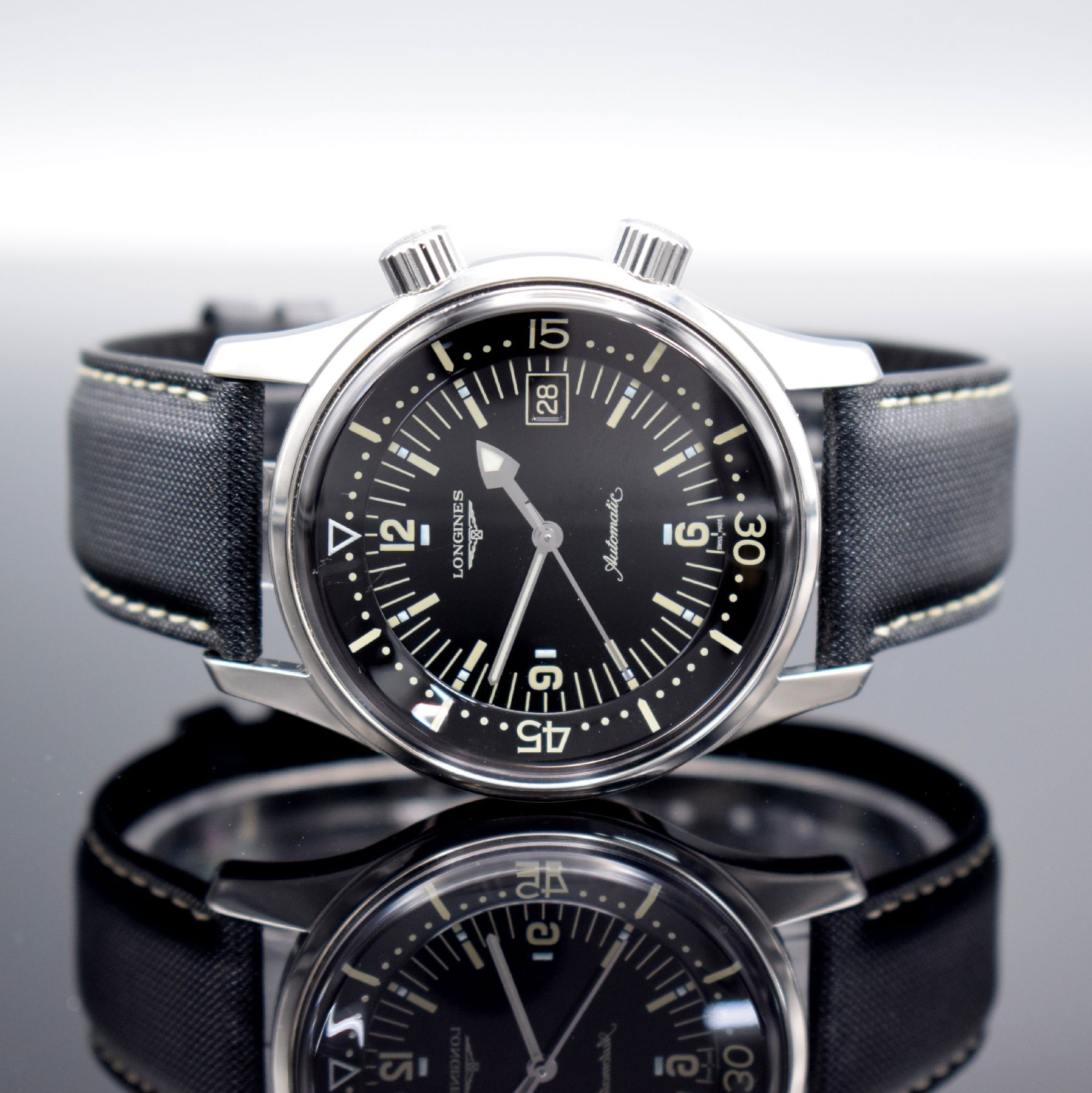 LONGINES Legend Diver Watch Herrenarmbanduhr Referenz L3.674.4, Schweiz um 2009, Automatik, verschr. Edelstahlgeh., Boden m. Tauchersymbolik, orig. ...