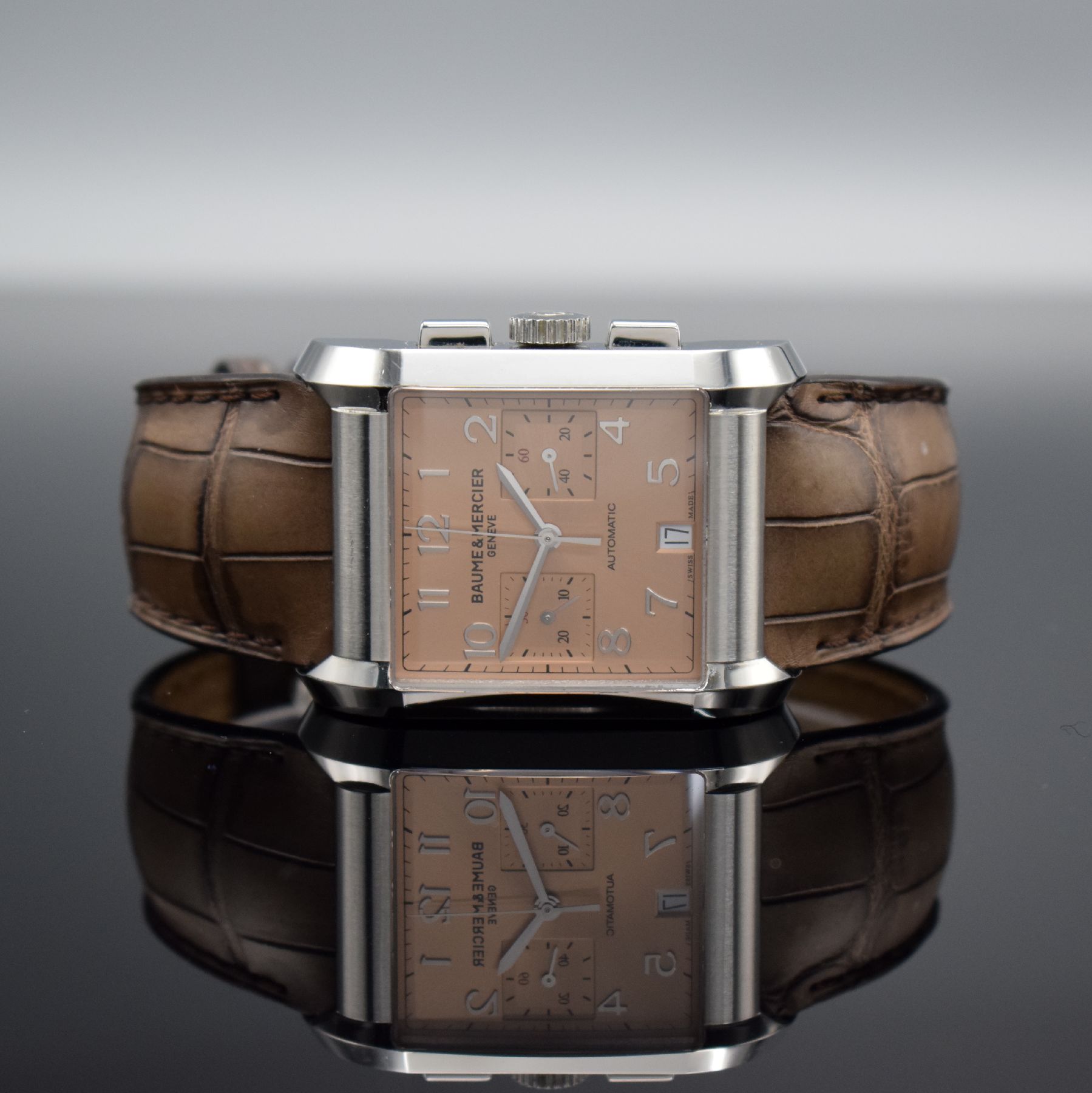 BAUME & MERCIER Hampton Herrenarmbanduhr mit Chronograph, Schweiz um 2015, Automatik, Ref. 65698, massives Geh. in Edelstahl, Boden 4-fach verschr., ...