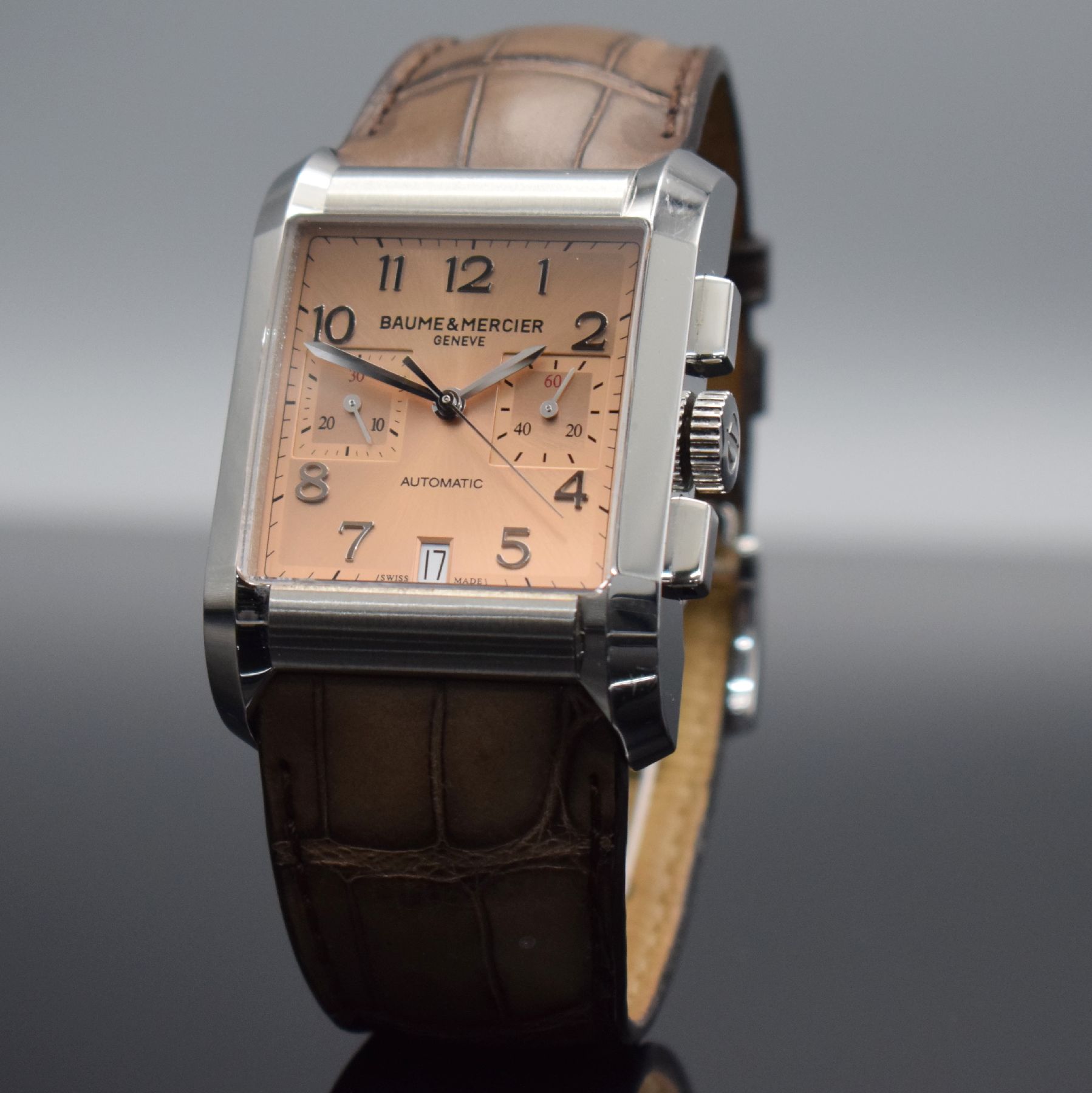 Detail b: BAUME & MERCIER Hampton Herrenarmbanduhr mit Chronograph, Schweiz um 2015, Automatik, Ref. 65698, massives Geh. in Edelstahl, Boden 4-fach verschr., ...