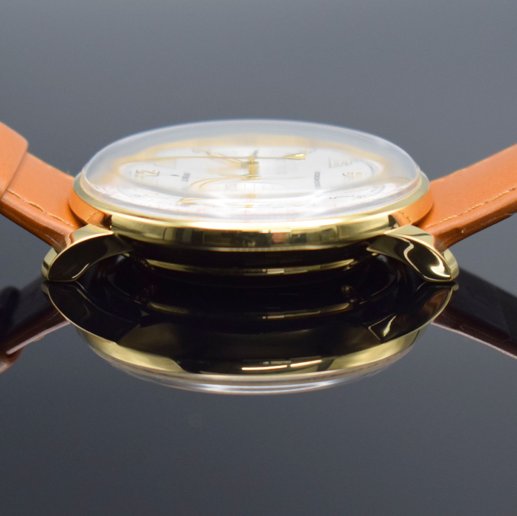 Detail h: JUNGHANS Chronoscope Herrenarmbanduhr mit Chronograph Referenz 027/5382, Deutschland um 2018, verg. Stahlgehäuse, beids. vergl., orig. Lederband m. ...