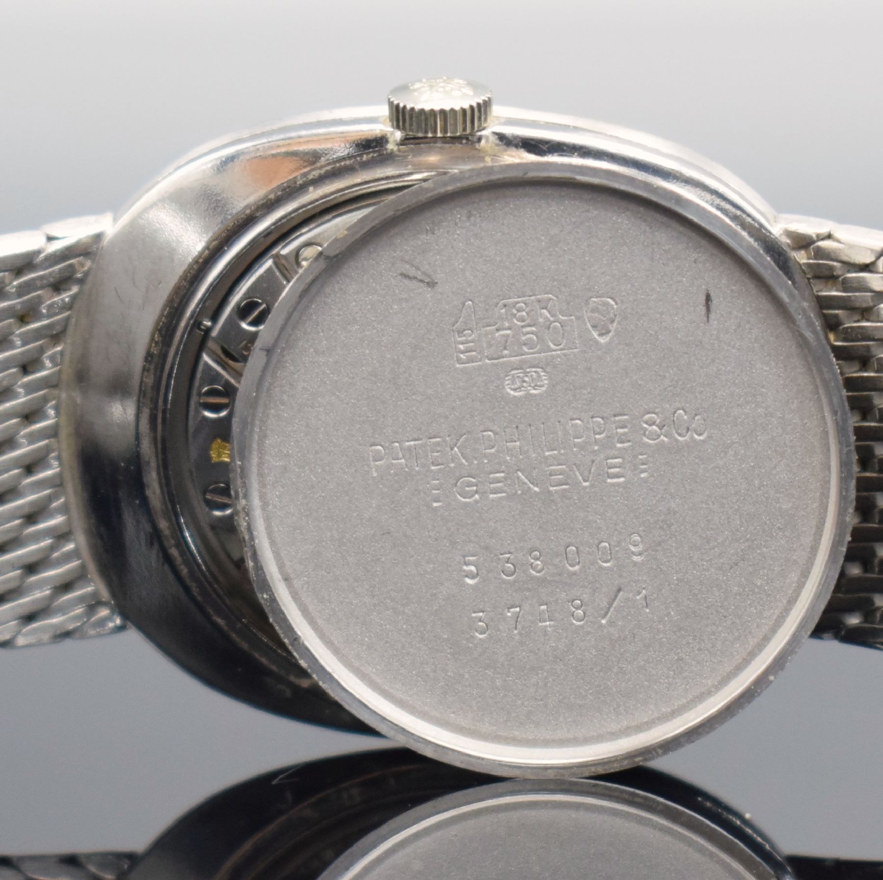 Detail i: PATEK PHILIPPE Herrenarmbanduhr Modellserie Ellipse d´Or Referenz 3748/1 in WG 750/000, Handaufzug, Schweiz um 1978, 3-teil. Geh. inkl. orig. Band, ...