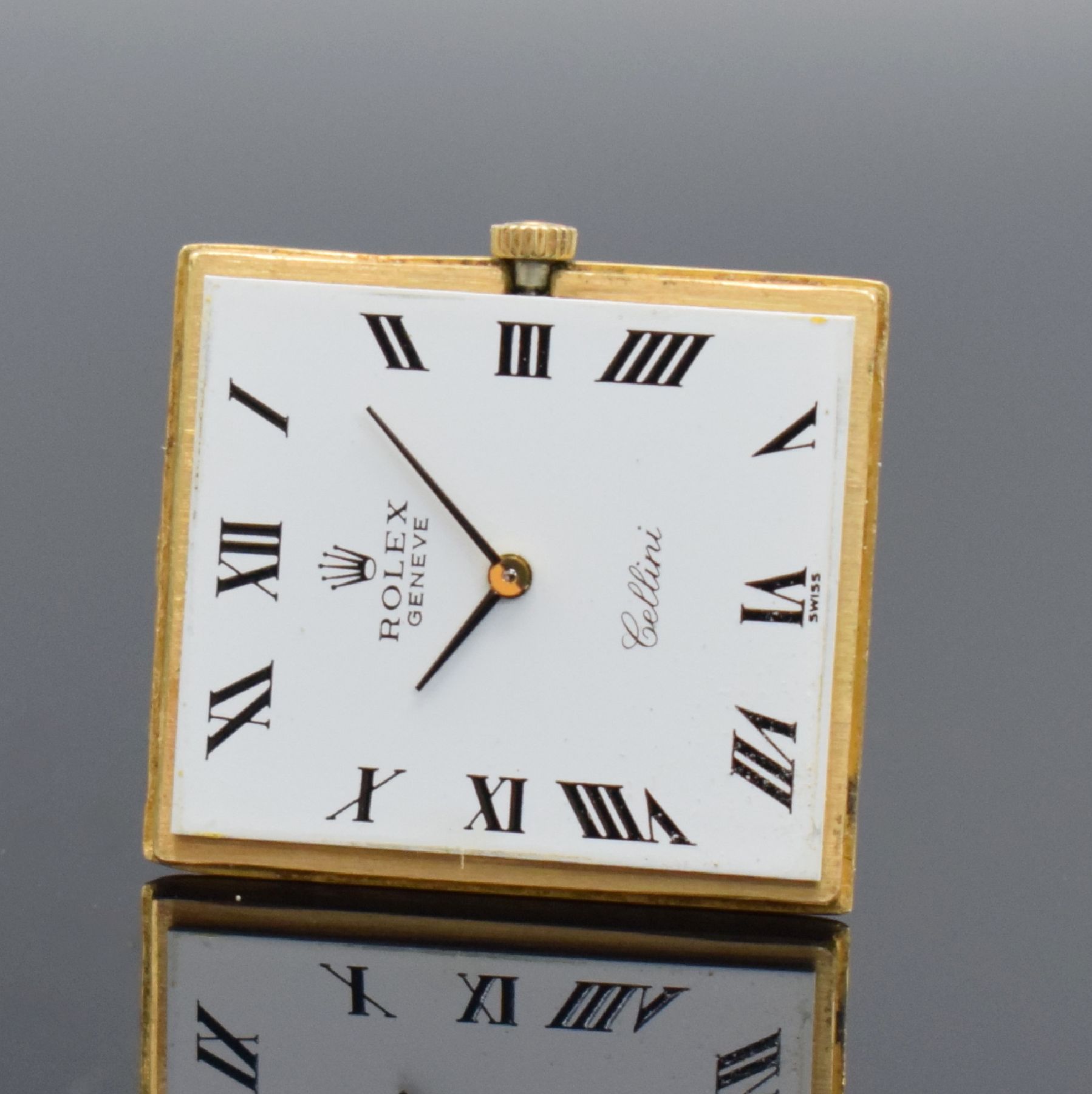 Detail g: ROLEX Cellini rechteckige Armbanduhr in GG 750/000 Referenz 3603, Handaufzug, Schweiz um 1961, 2-tlg. Geh., Boden aufgedr., Mineralglas zu ers., ...