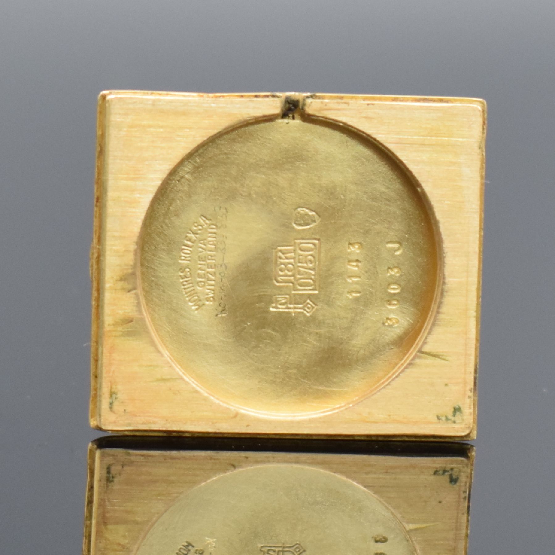 Detail i: ROLEX Cellini rechteckige Armbanduhr in GG 750/000 Referenz 3603, Handaufzug, Schweiz um 1961, 2-tlg. Geh., Boden aufgedr., Mineralglas zu ers., ...
