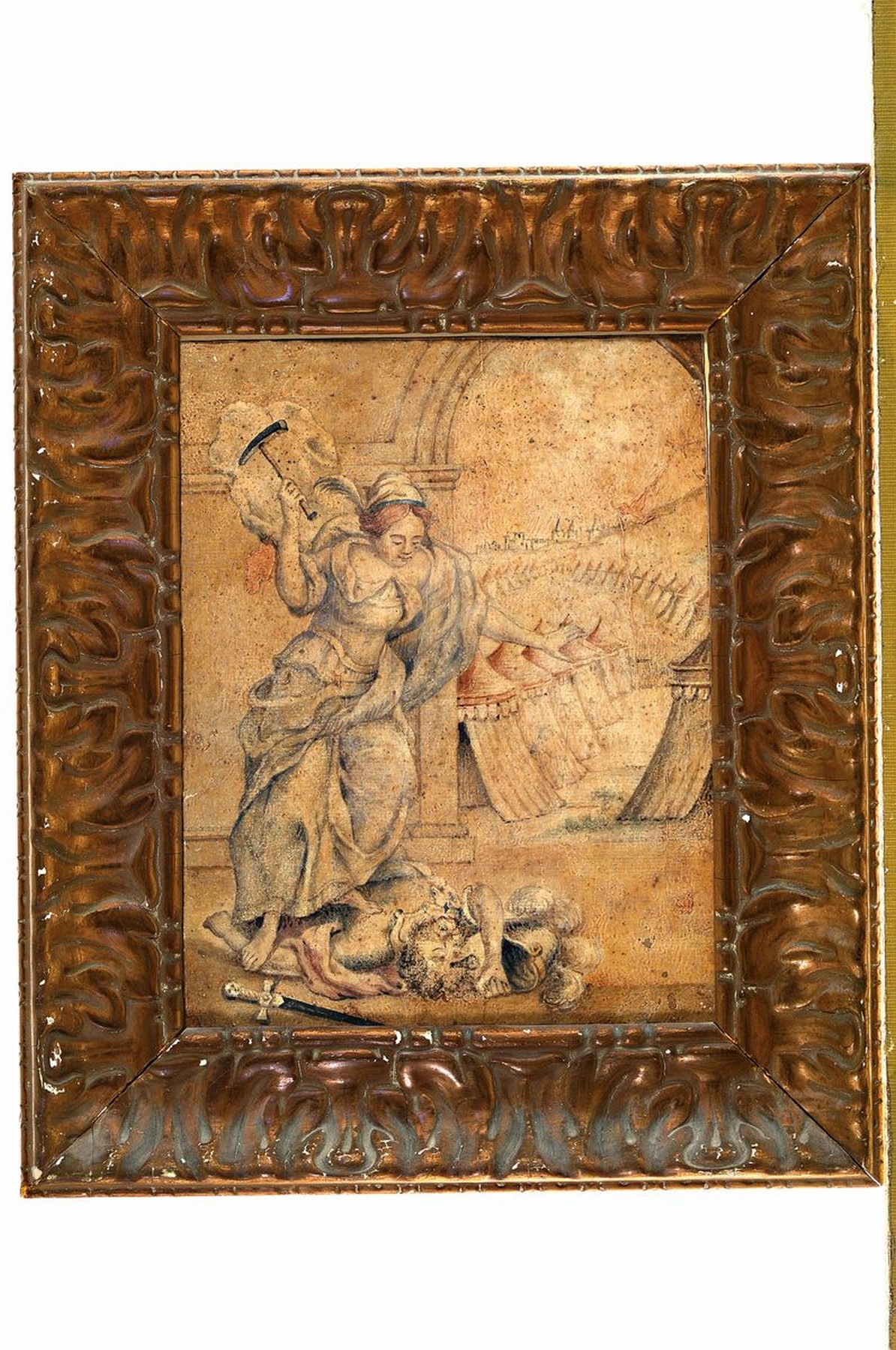 Detail l: Unbekannter Barockkünstler, 18. Jh., Aquarell auf Papier, 2 Arbeiten: Mose und der brennende Dornbusch nach Ex. 3-4, Schilderung Moses als Hirte; ...