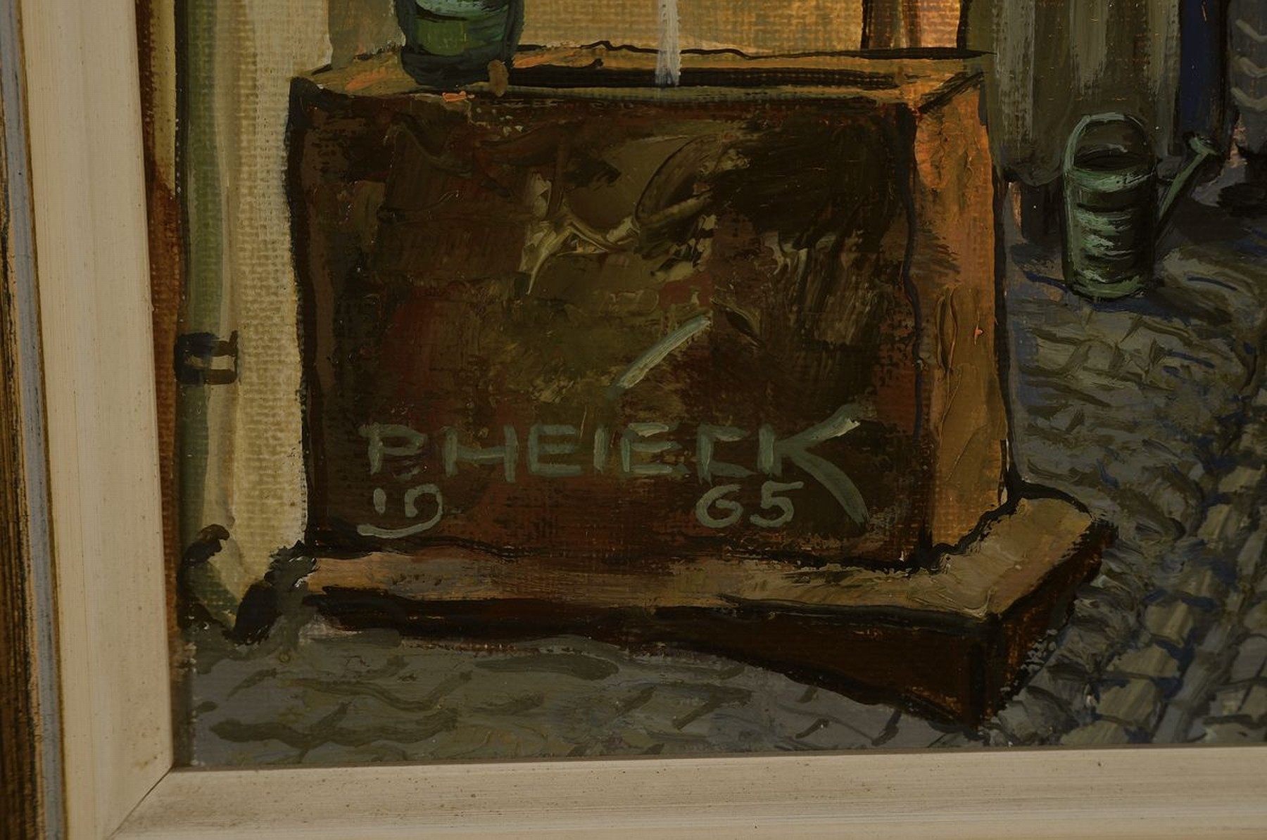 Detail a: Georg Heieck, 1903 Ludwigshafen- 1977 Mannheim, Hambacher Schloßgasse mit Blick auf die Maxburg, Öl/Lwd, signiert, ca. 60 x 45 cm, verso bezeichnet ...