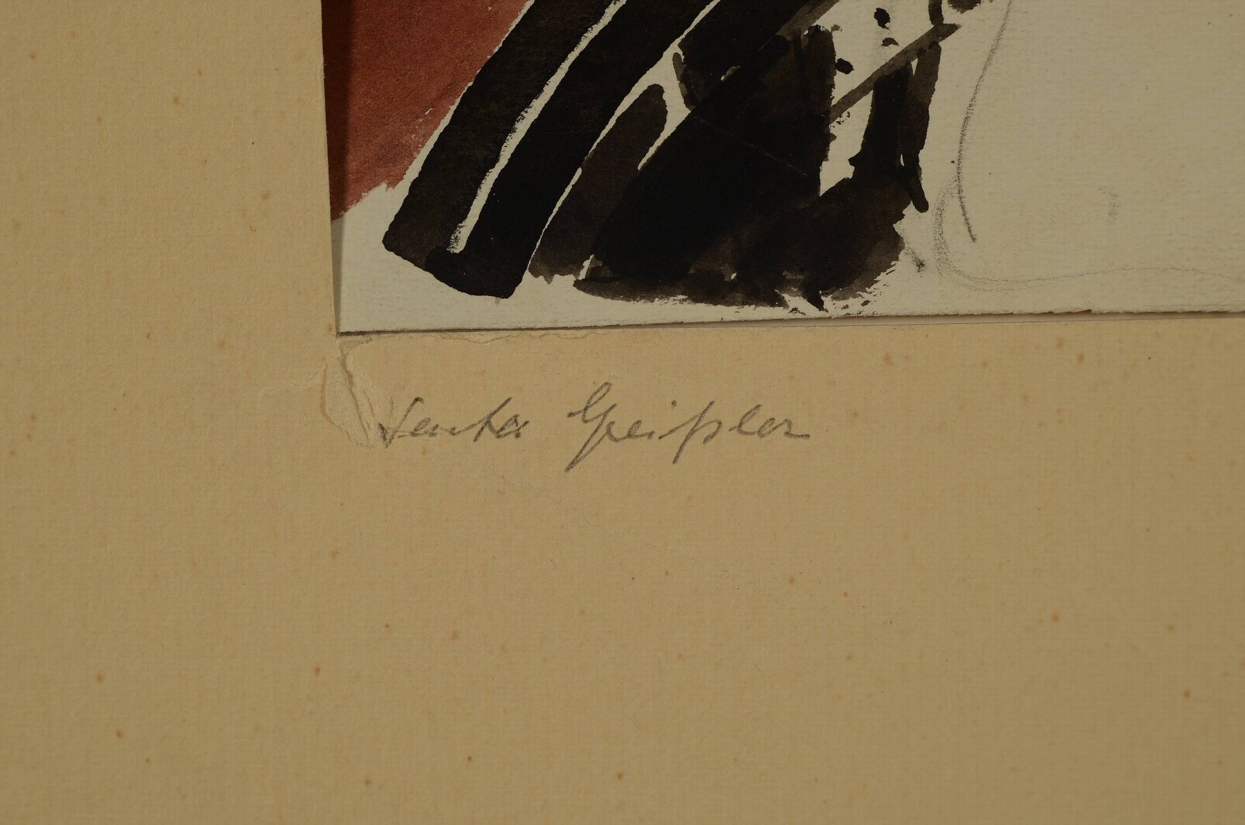 Detail c: Senta Geissler, 1902 Heidelberg - 2000, sechs Aquarelle, a. Skizze, sitzendes Mädchen , ca. 21 x 22 cm, b. sitzende Frau, 25 x 19 cm, c. Frau in ...