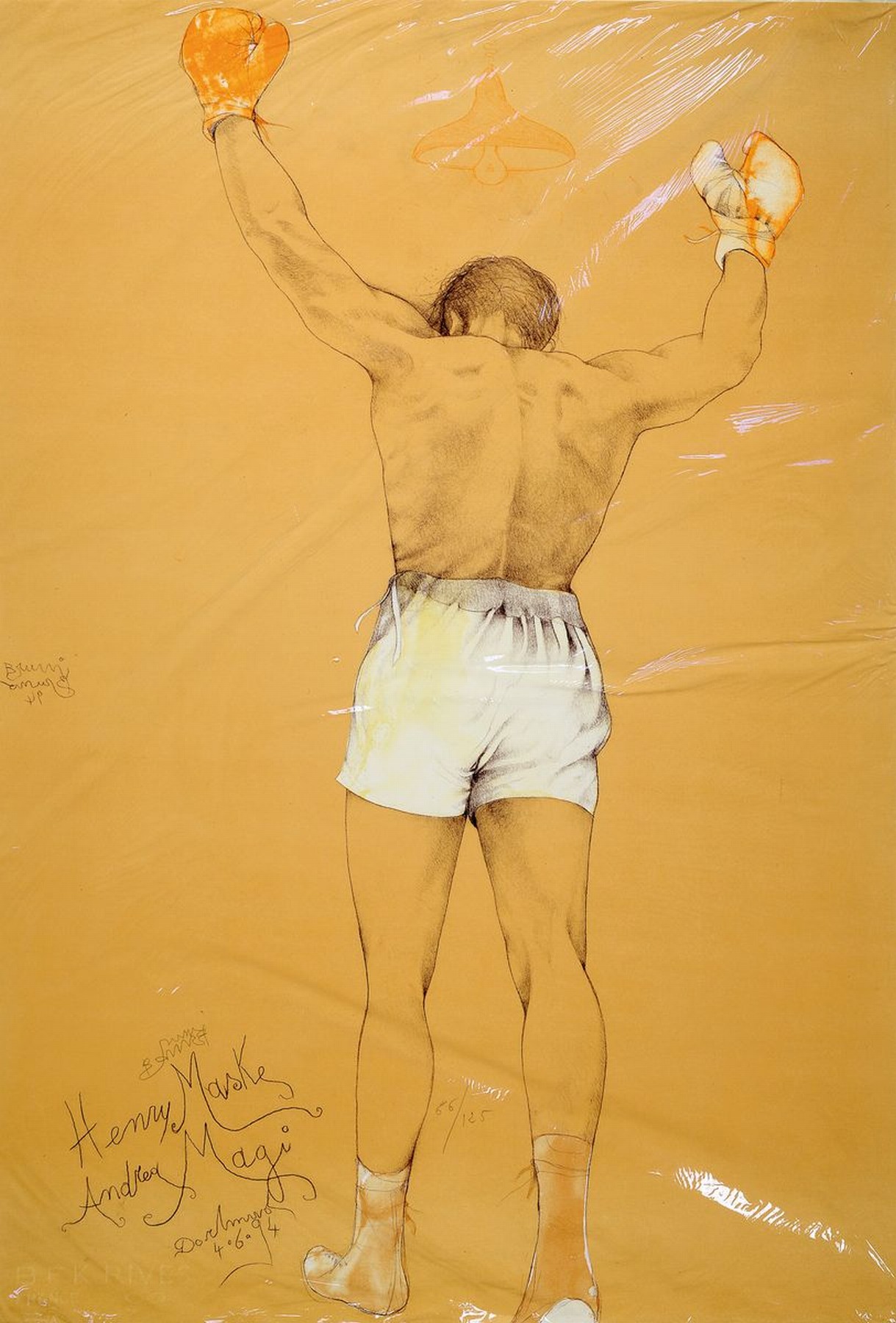 Bruno Bruni, Farblithografie, Henry Maske, handsigniert, num. 66/125, ca. 72.5 x 50.5 cm