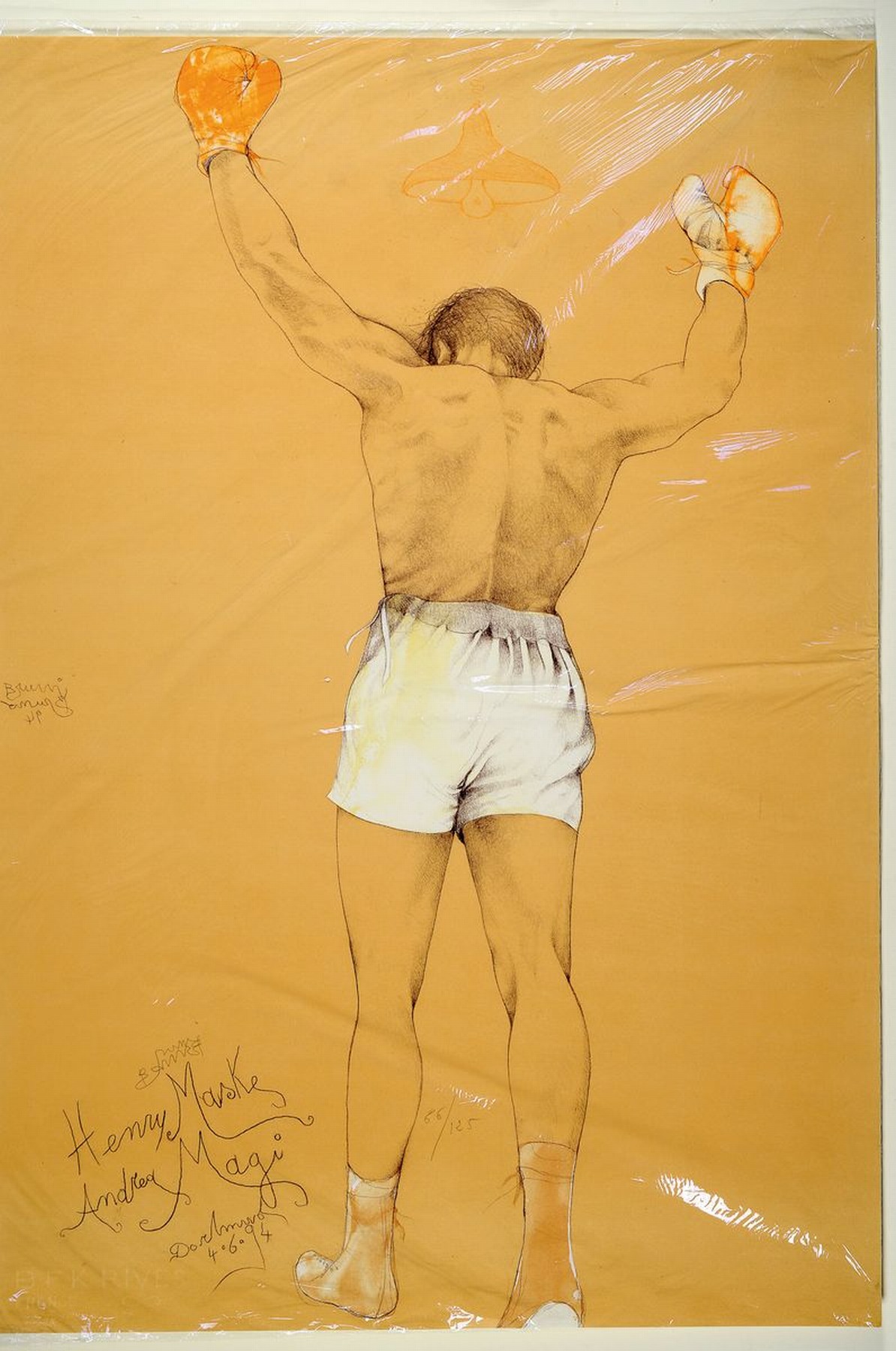Detail k: Bruno Bruni, Farblithografie, Henry Maske, handsigniert, num. 66/125, ca. 72.5 x 50.5 cm