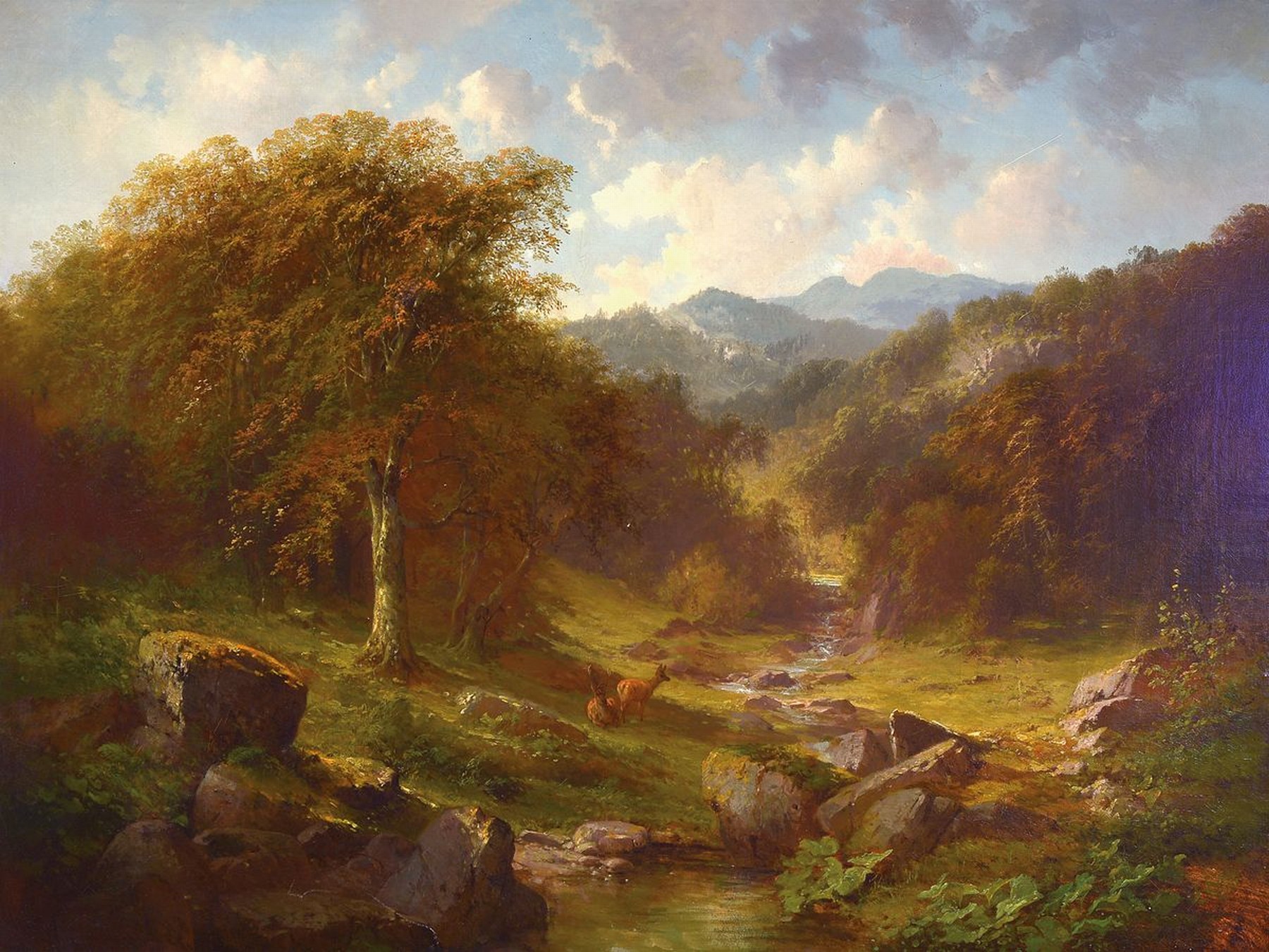 Anton Victor Alexander Steinach, 1819 Breslau -1891 Uttwil, Studium an der Akademie Dresden und bei Frau Schulz in Berlin, hier: Blick in ein weites ...