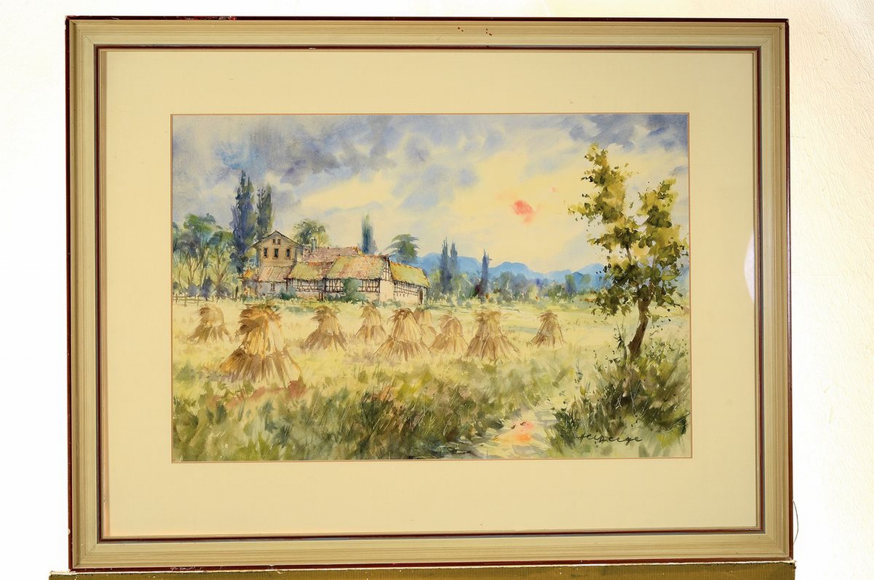 Detail k: Heiner Deege, 1920-2007 Haßloch, Neumühle in Haßloch/Pfalz, Aquarell, signiert, rückseitig bezeichnet und mit Widmung, ca. 52 x 69 cm, Rahmen mit ...