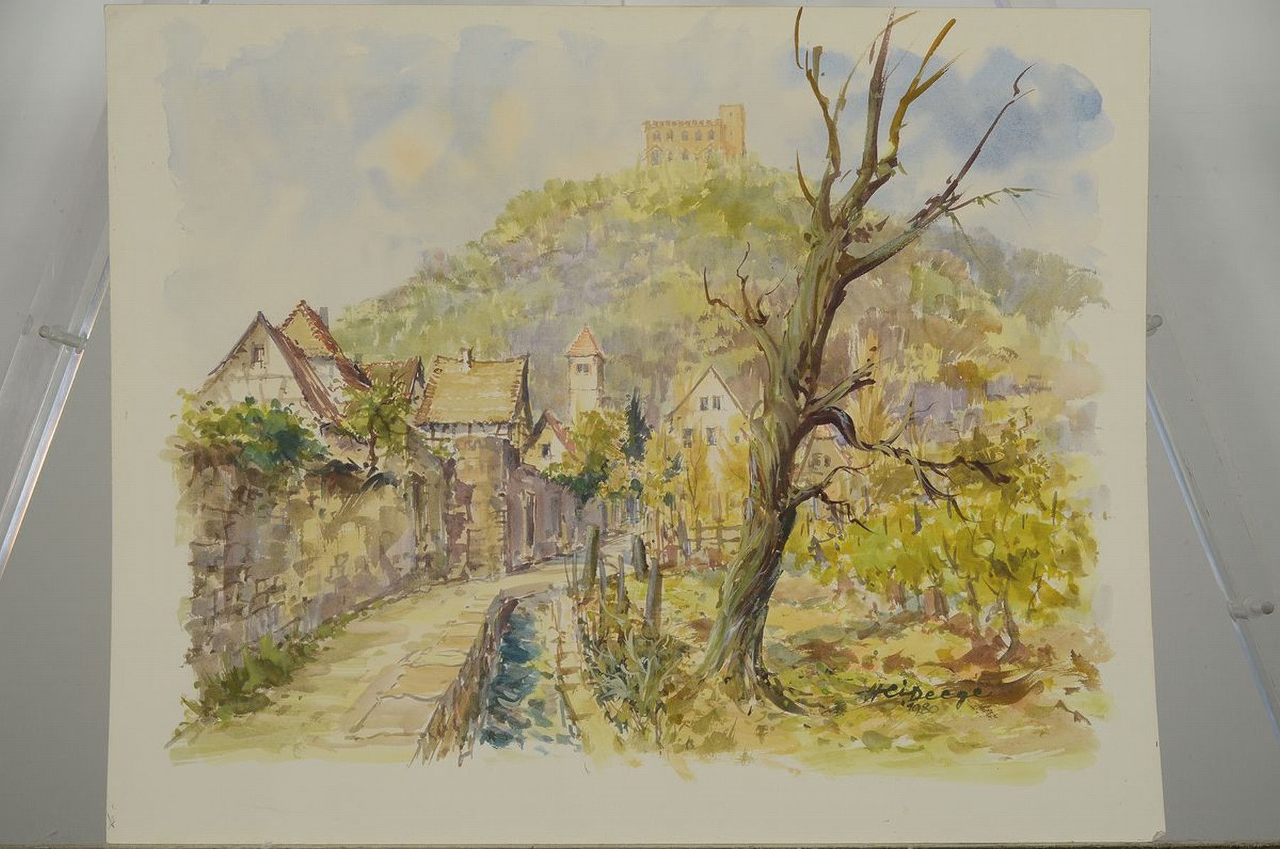 Detail n: Heiner Deege, 1920-2007 Haßloch, drei Aquarelle, a. Blick auf die Maxburg, signiert, ca. 40 x 50 cm, l. gebräunt, b. Freistadt Rust Neusiedler See, ...