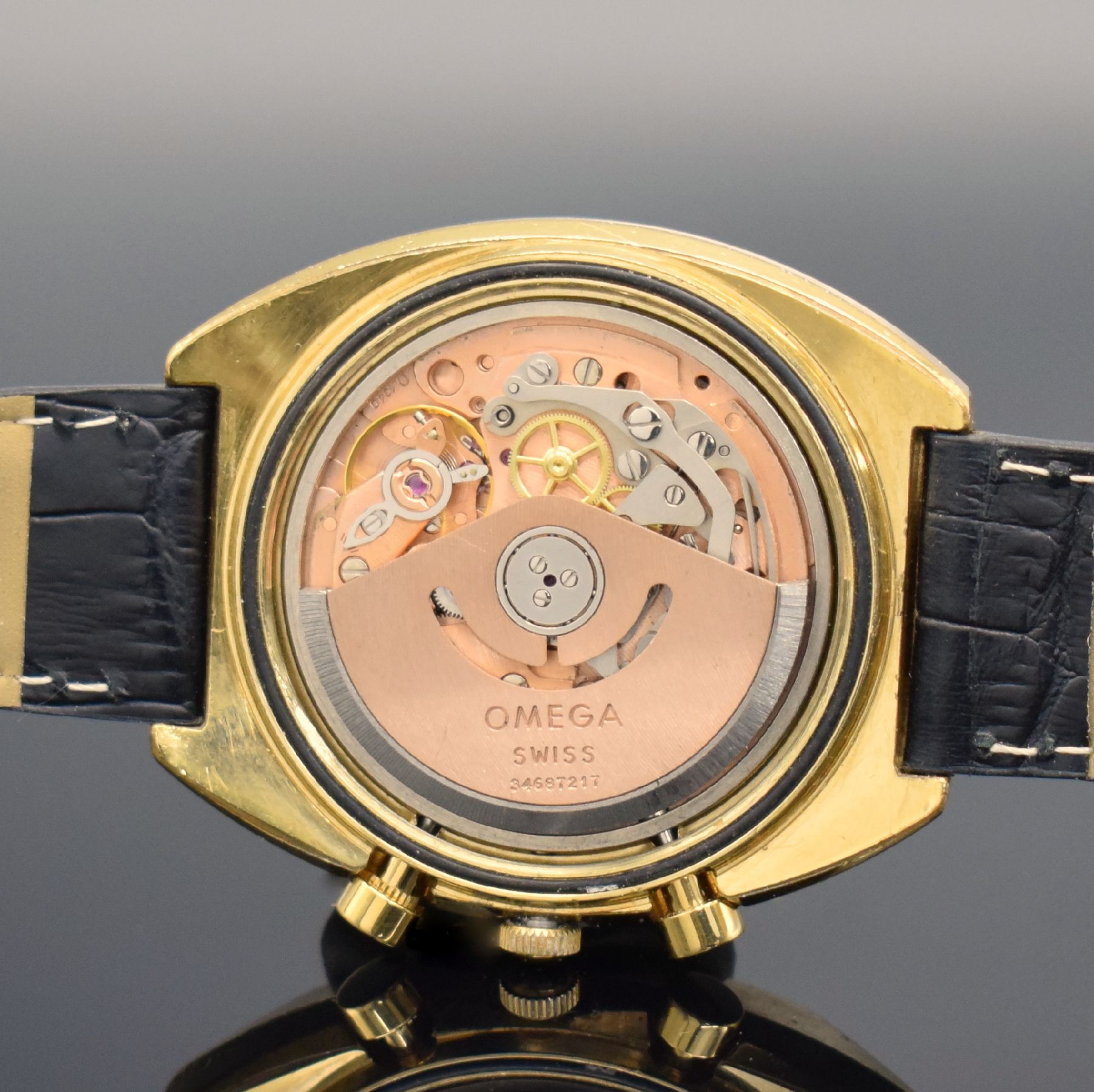 Detail g: OMEGA Seamaster Herrenarmbanduhr mit Chronograph Referenz 176005, Schweiz um 1972, Automatik, verg. Geh., Edelstahlboden verschr., neutr. Lederband ...